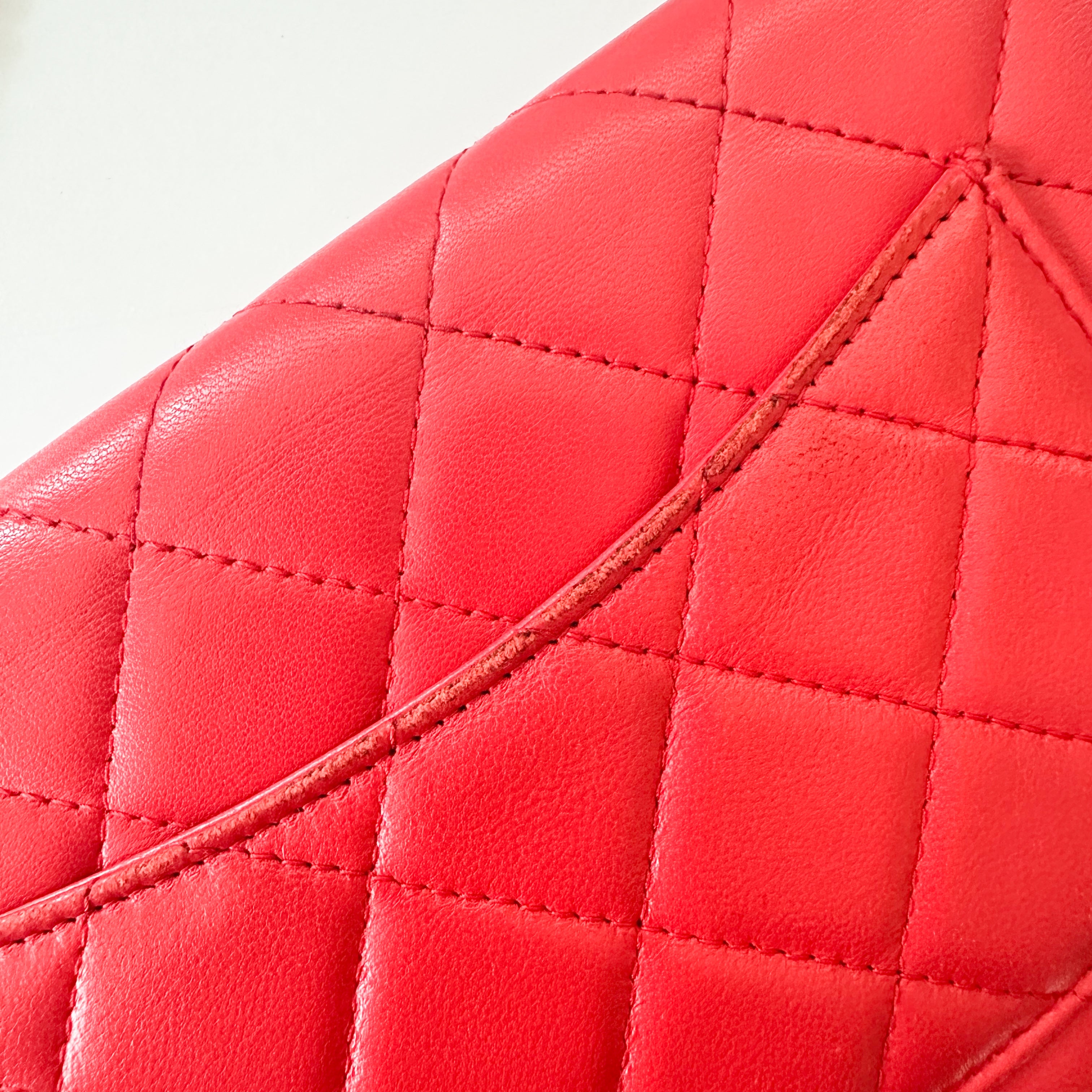 Chanel Lambskin Quilted Wallet On Chain WOC in Red