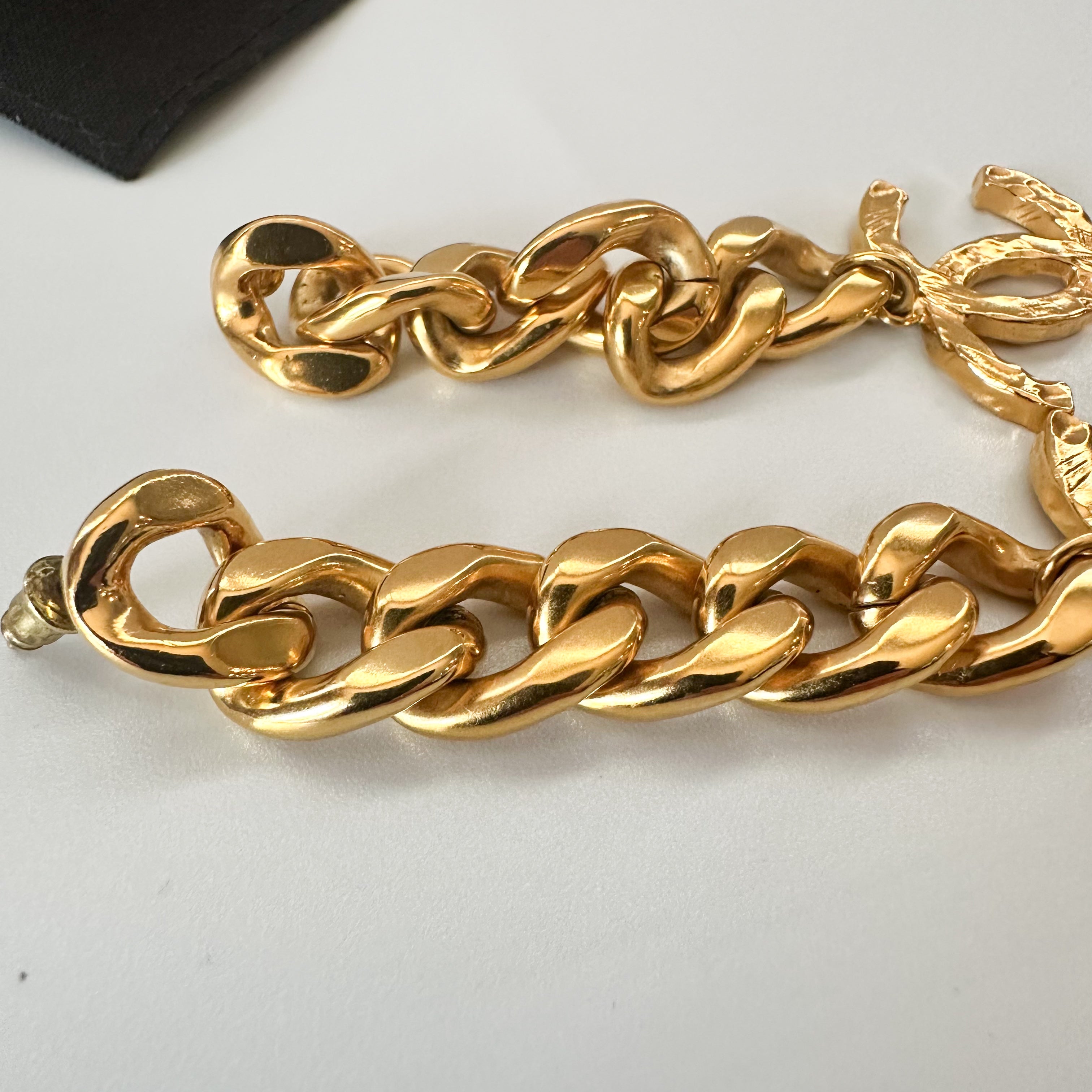 Chanel Metal CC Pick Drop Earrings Gold
