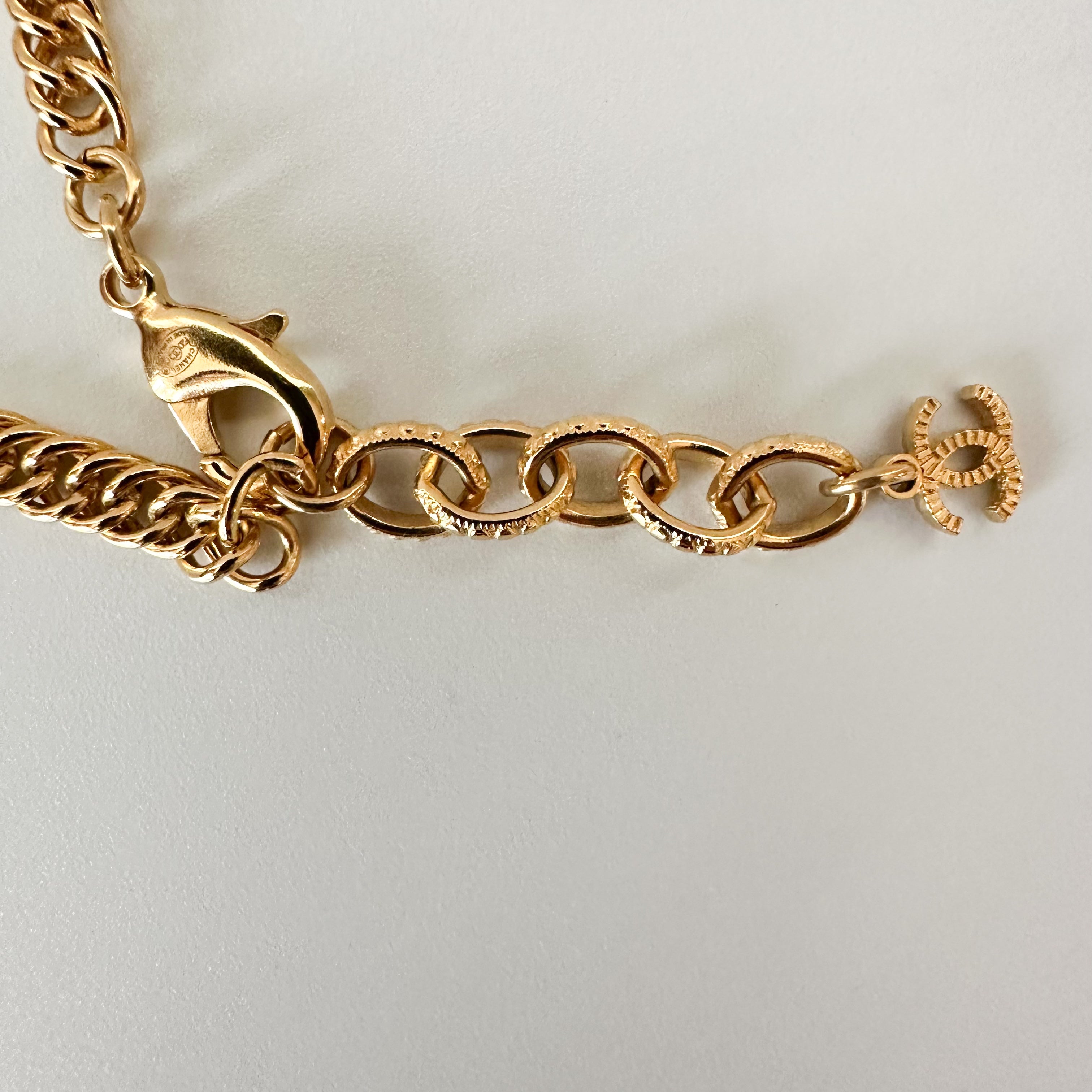 Chanel ID Dog Tag Charm Necklace in Gold