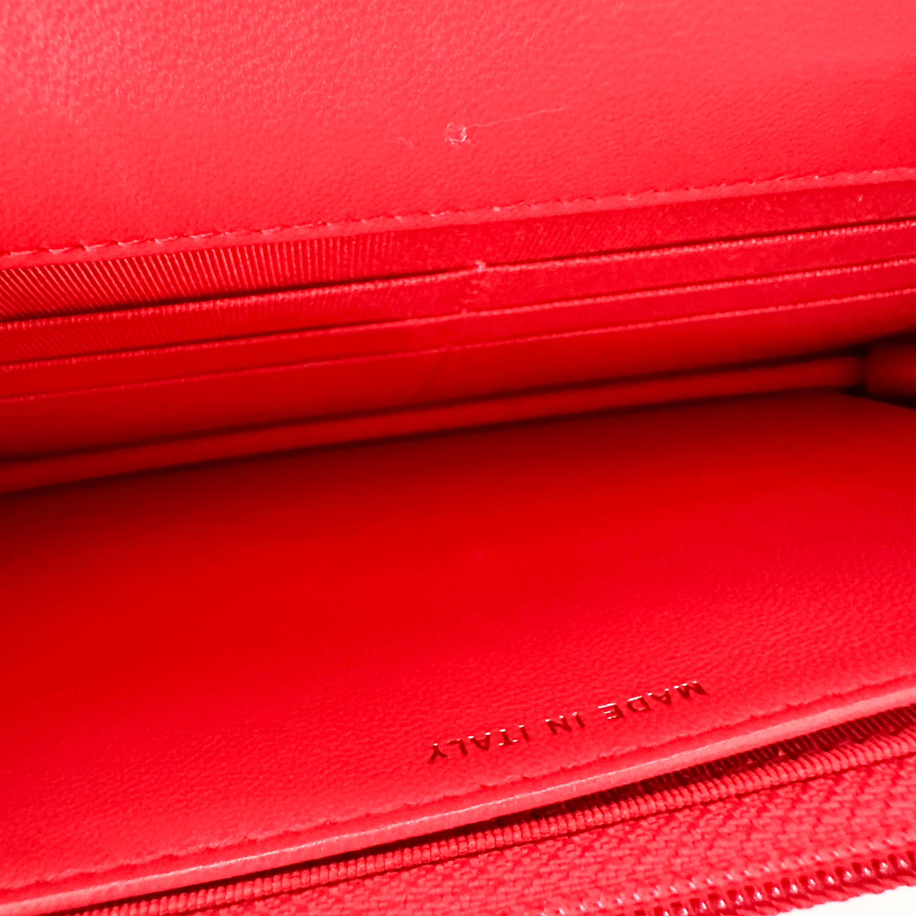 Chanel Lambskin Quilted Wallet On Chain WOC in Red