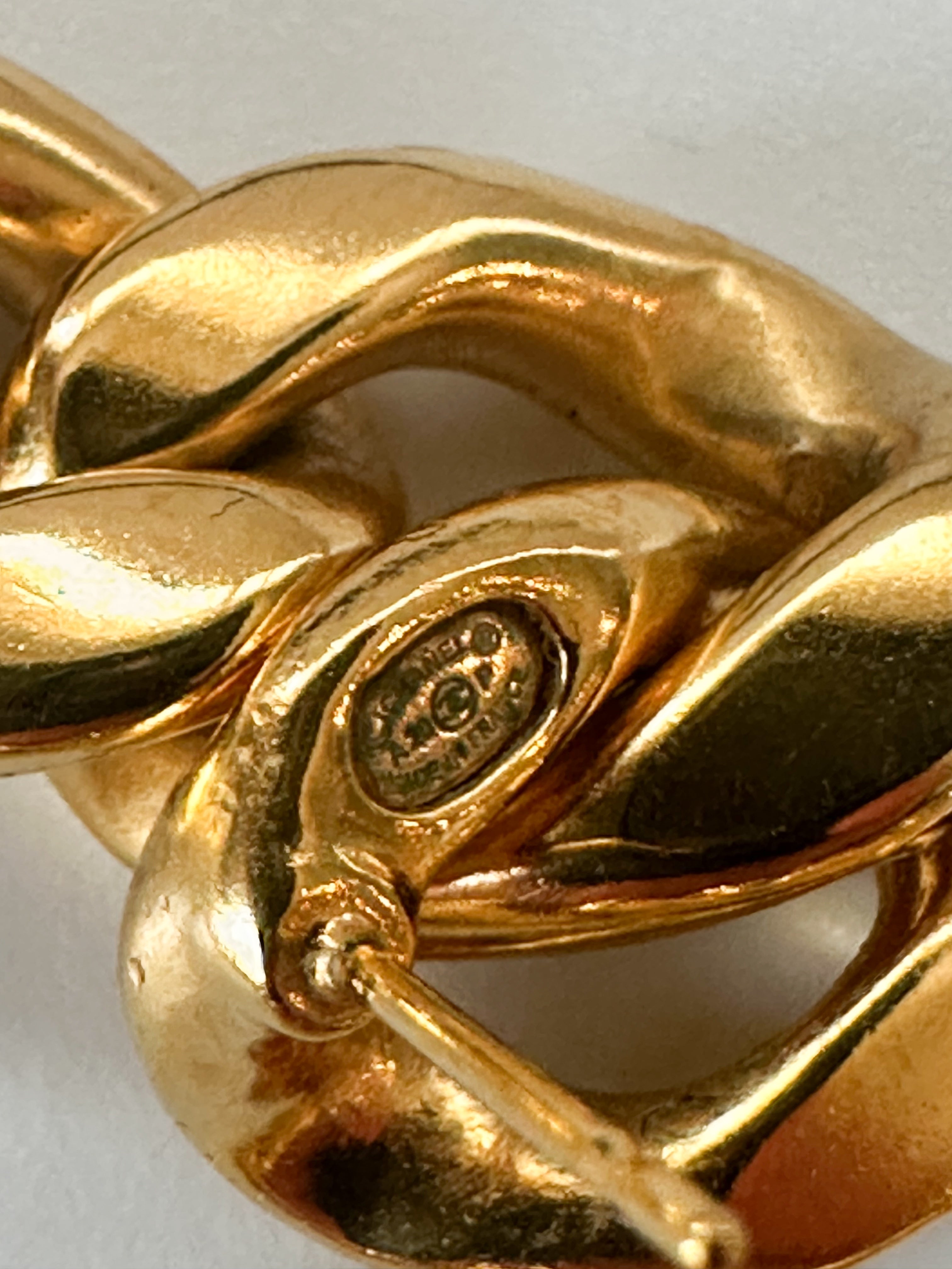 Chanel Metal CC Pick Drop Earrings Gold