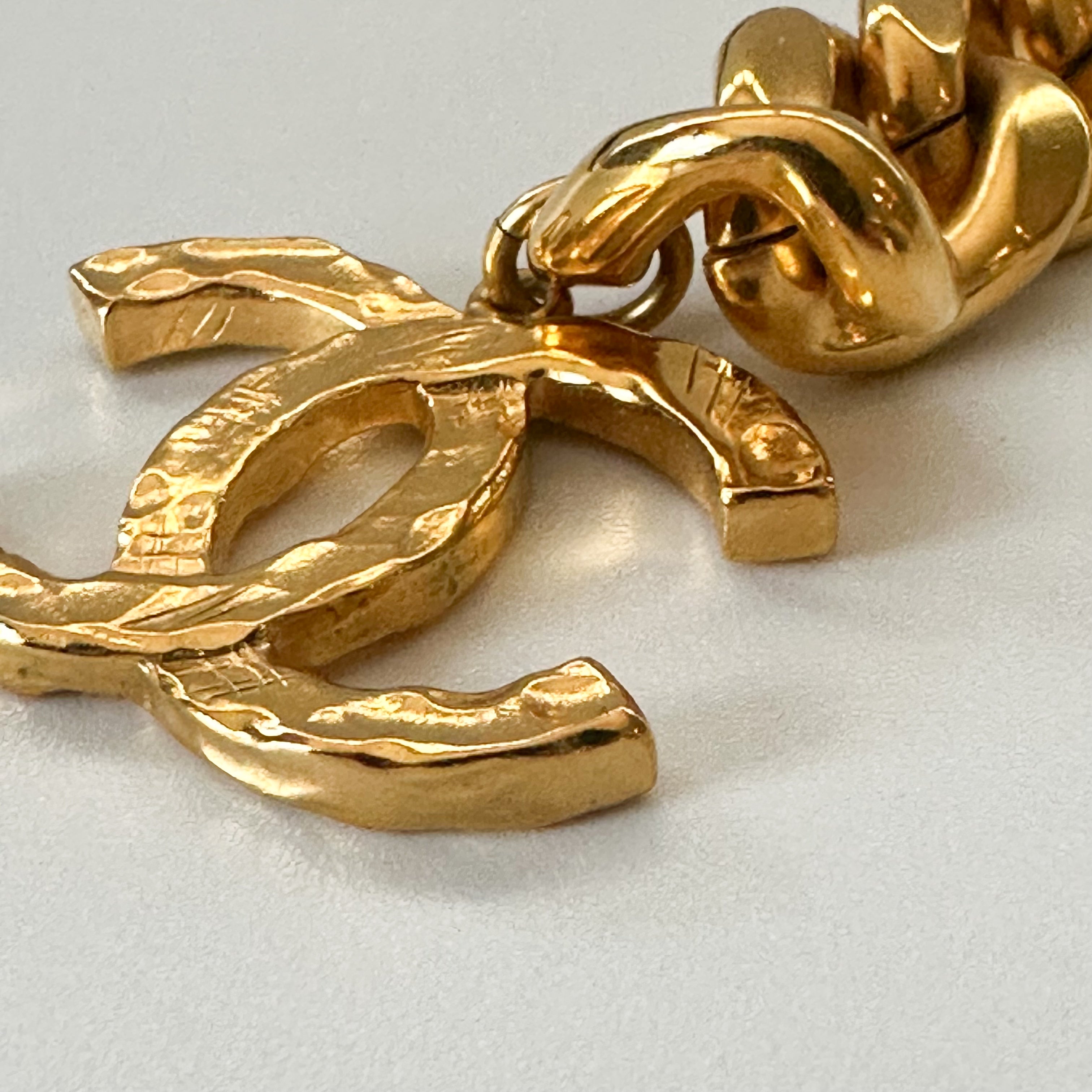Chanel Metal CC Pick Drop Earrings Gold