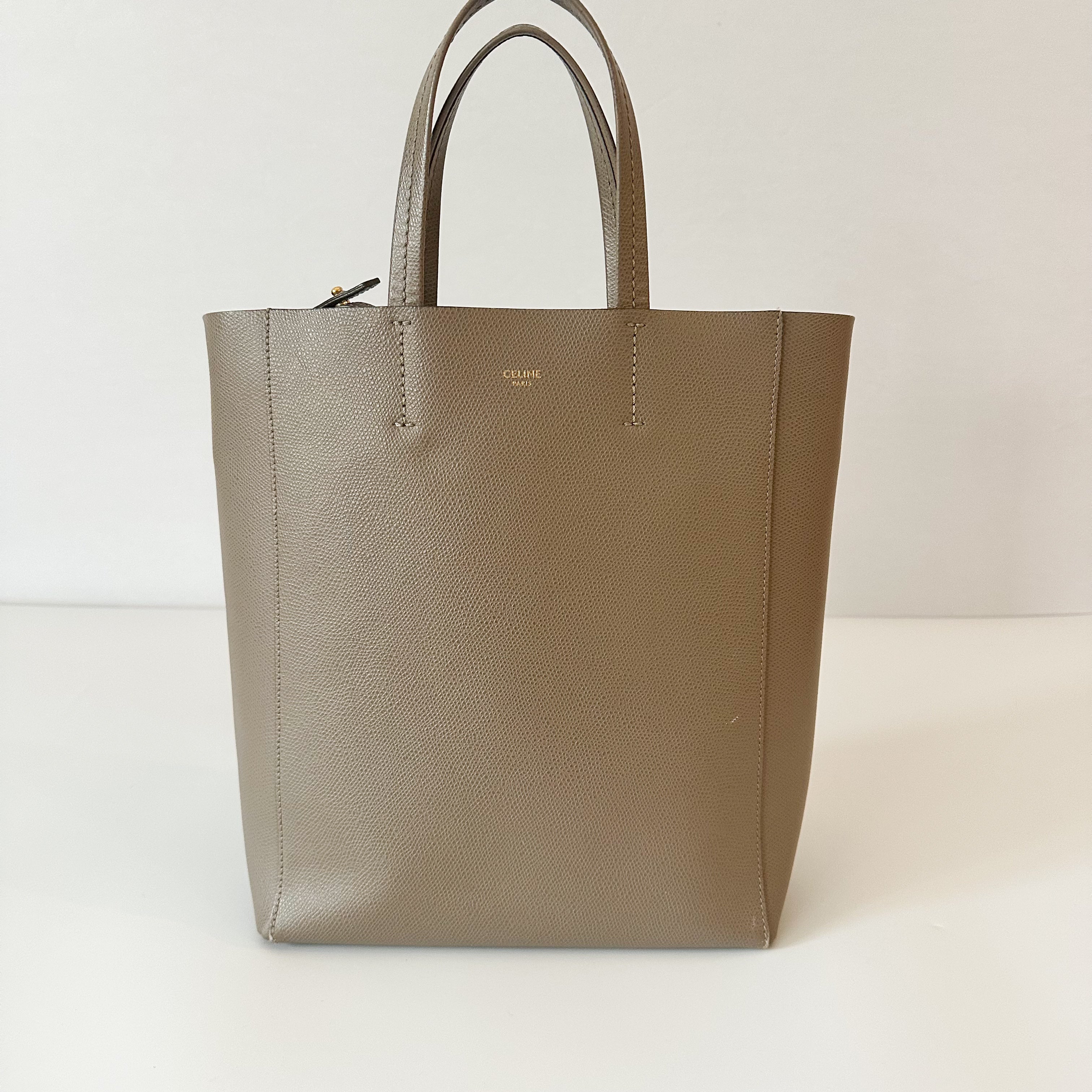 Celine Grained Calfskin Small Vertical Cabas Beige