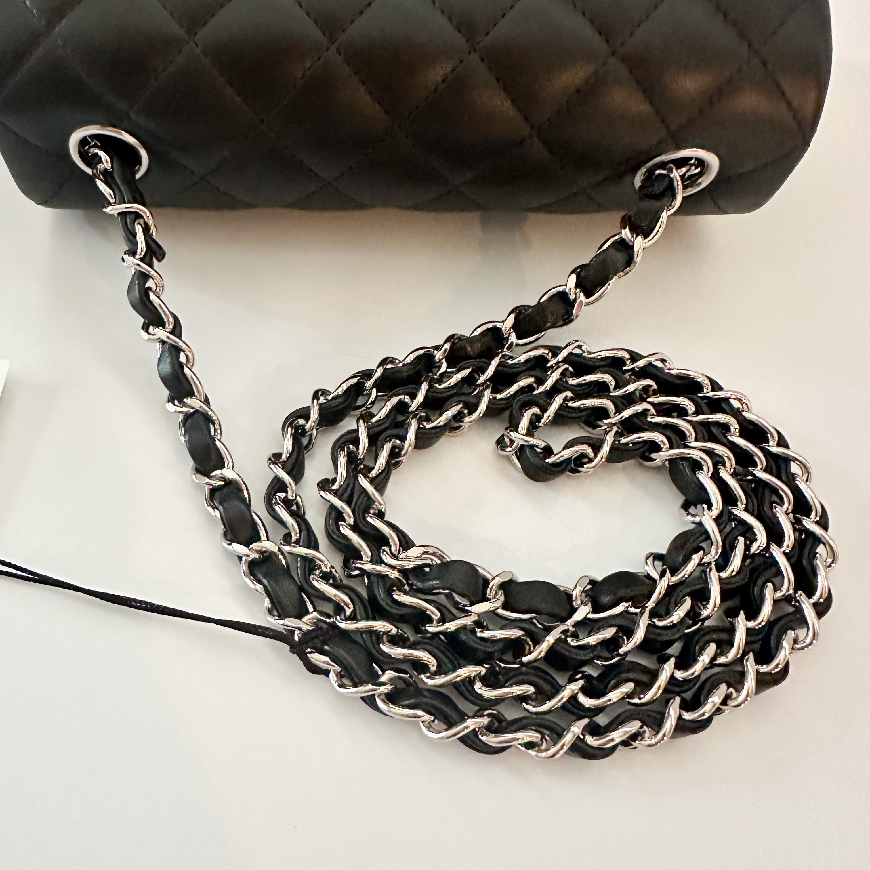 Chanel Lambskin Quilted Mini Rectangular Flap Black