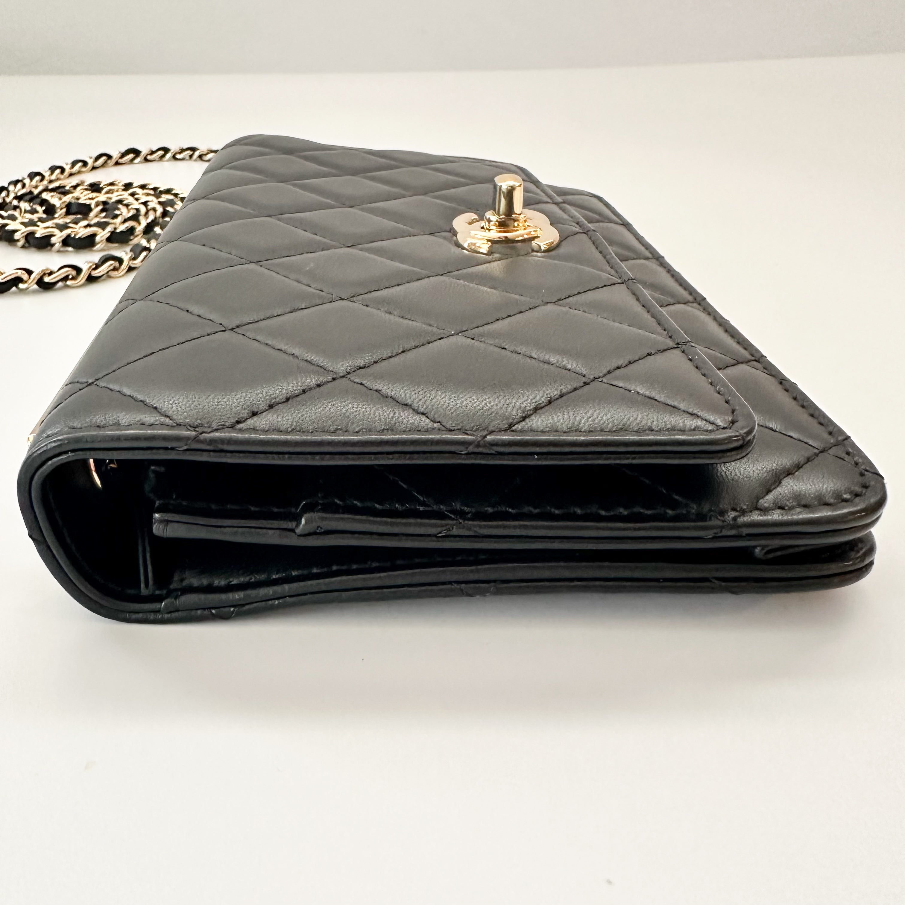 Chanel Lambskin Quilted Trendy CC Wallet on Chain WOC Black