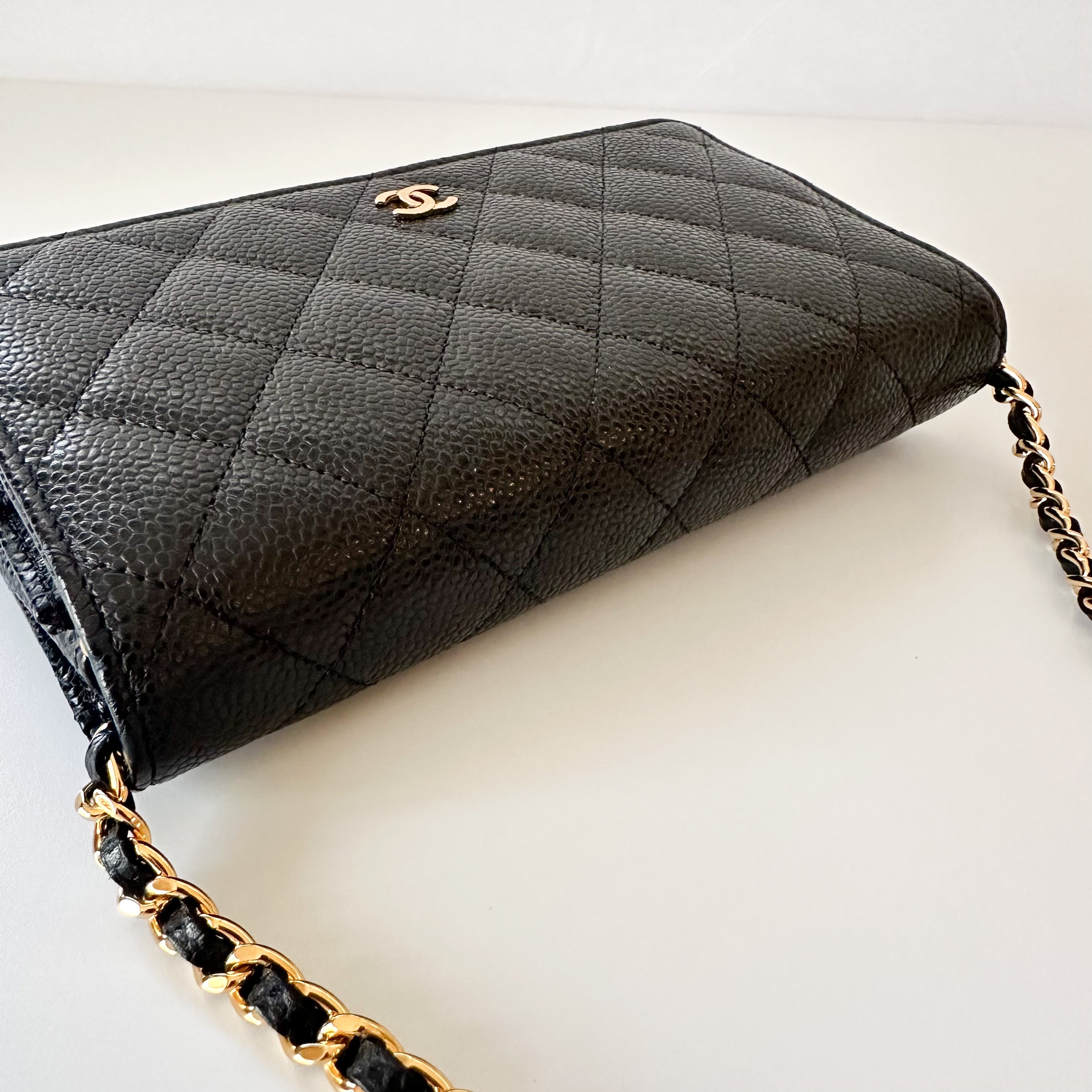 Chanel Caviar Quilted Wallet On Chain WOC Black