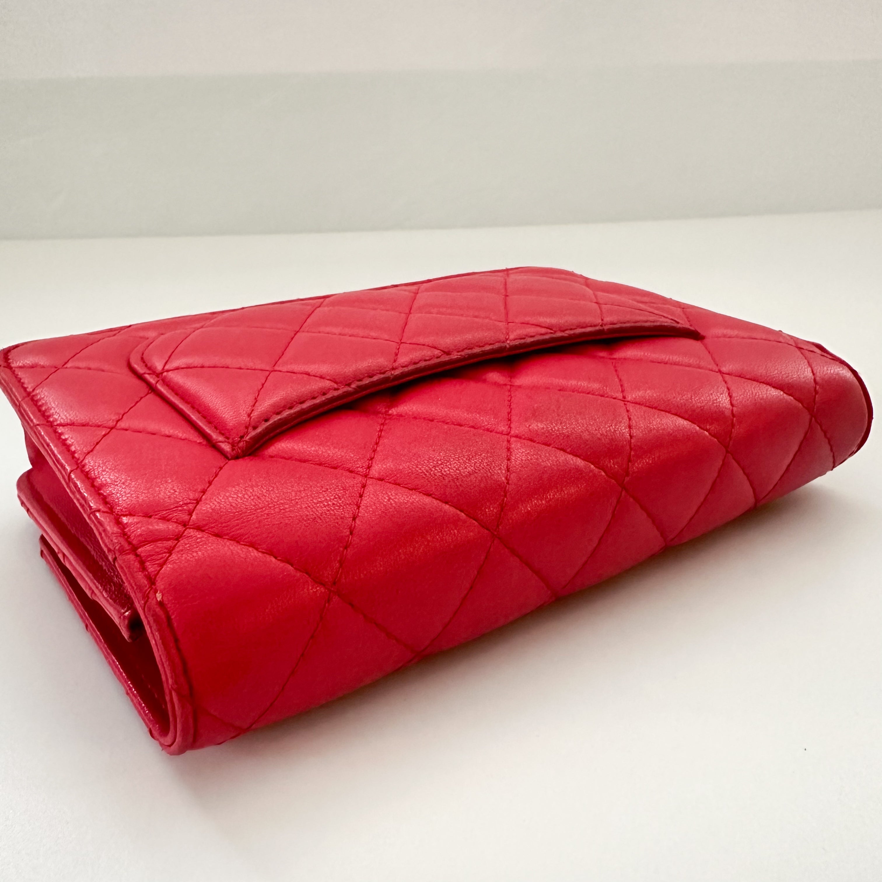 Chanel Lambskin Quilted Wallet On Chain WOC Dark Pink