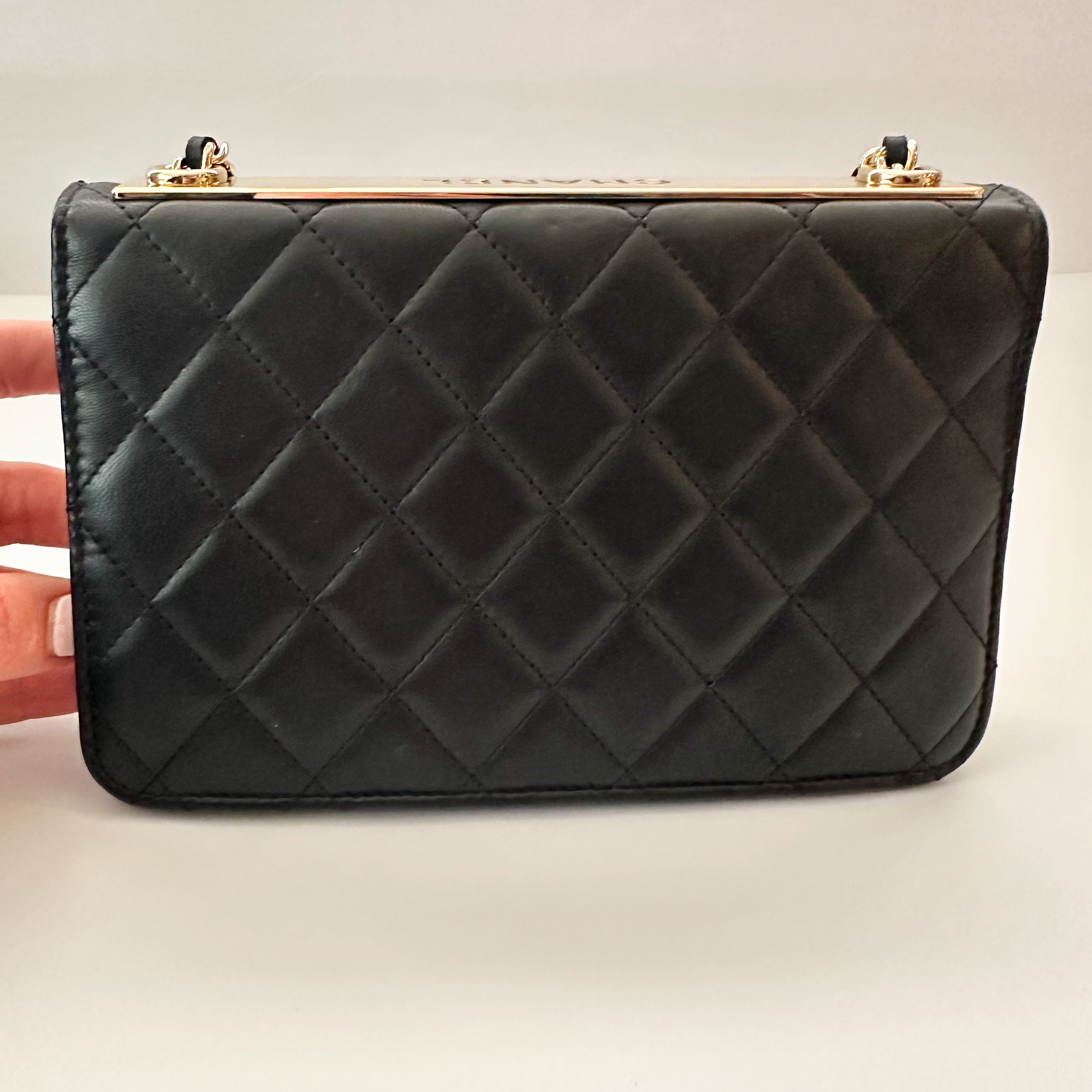 Chanel Lambskin Quilted Trendy CC Wallet on Chain WOC Black