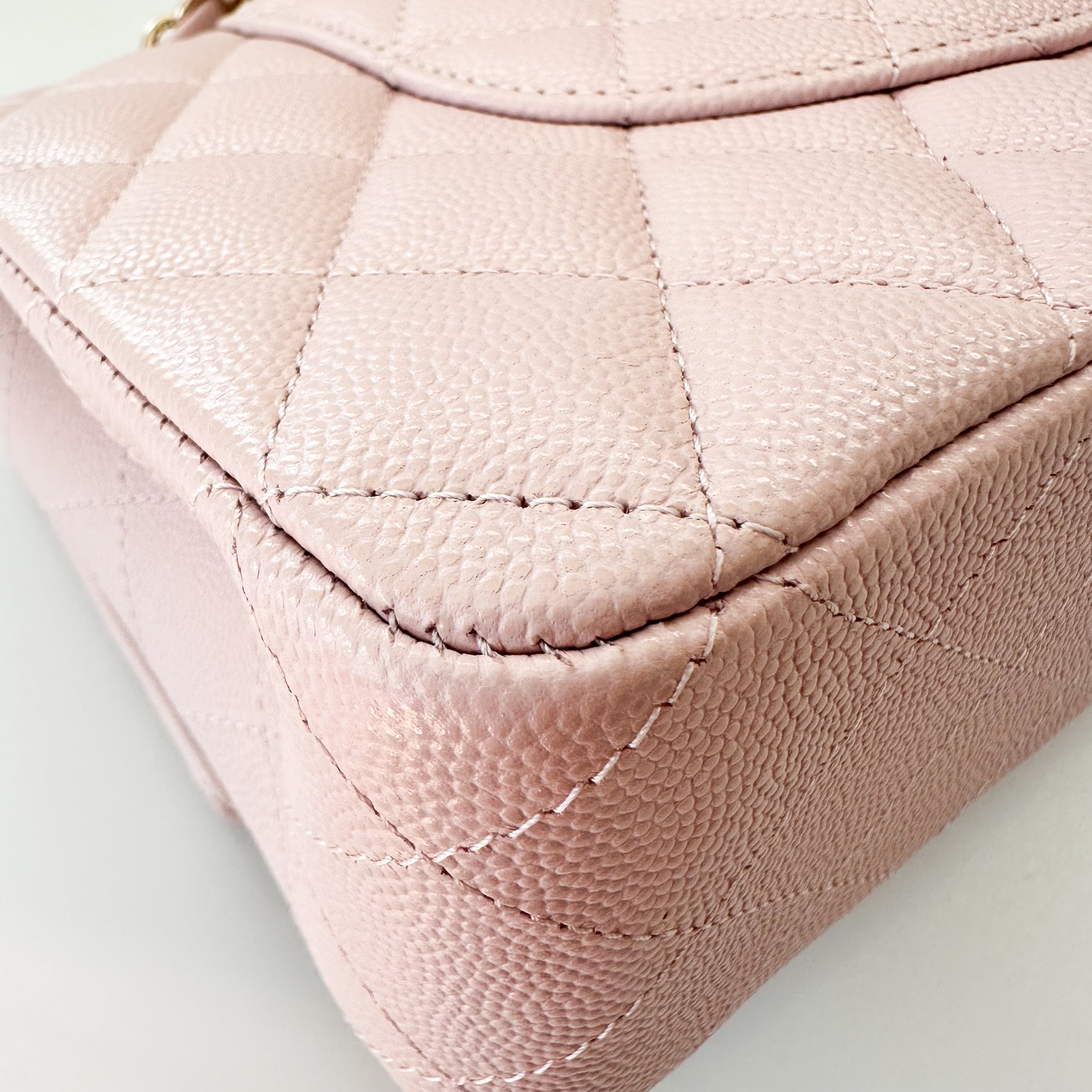 Chanel 21S Pink Clair Caviar Classic Flap Quilted Medium LGHW