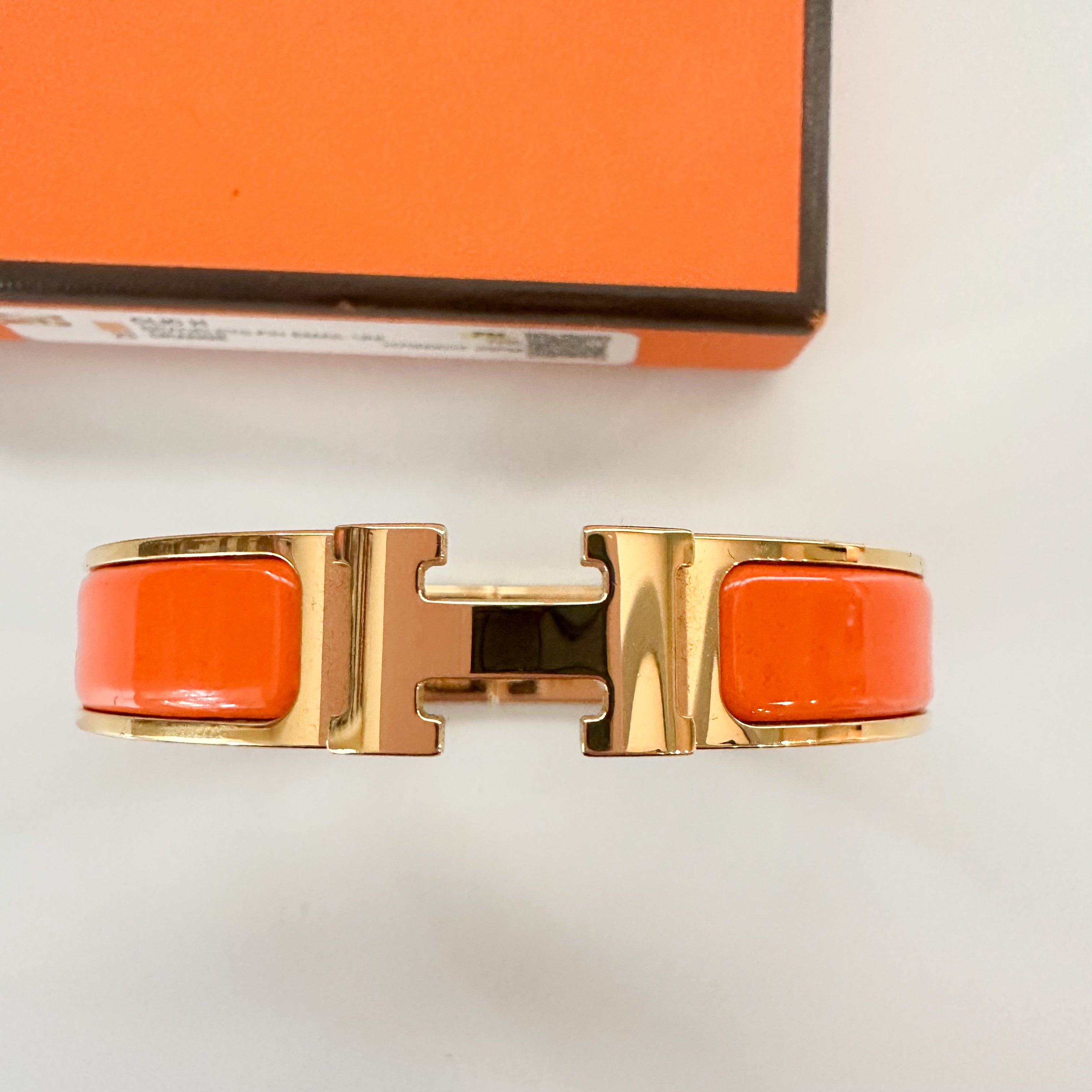 Hermes Enamel Narrow Clic Clac H Bracelet PM Orange