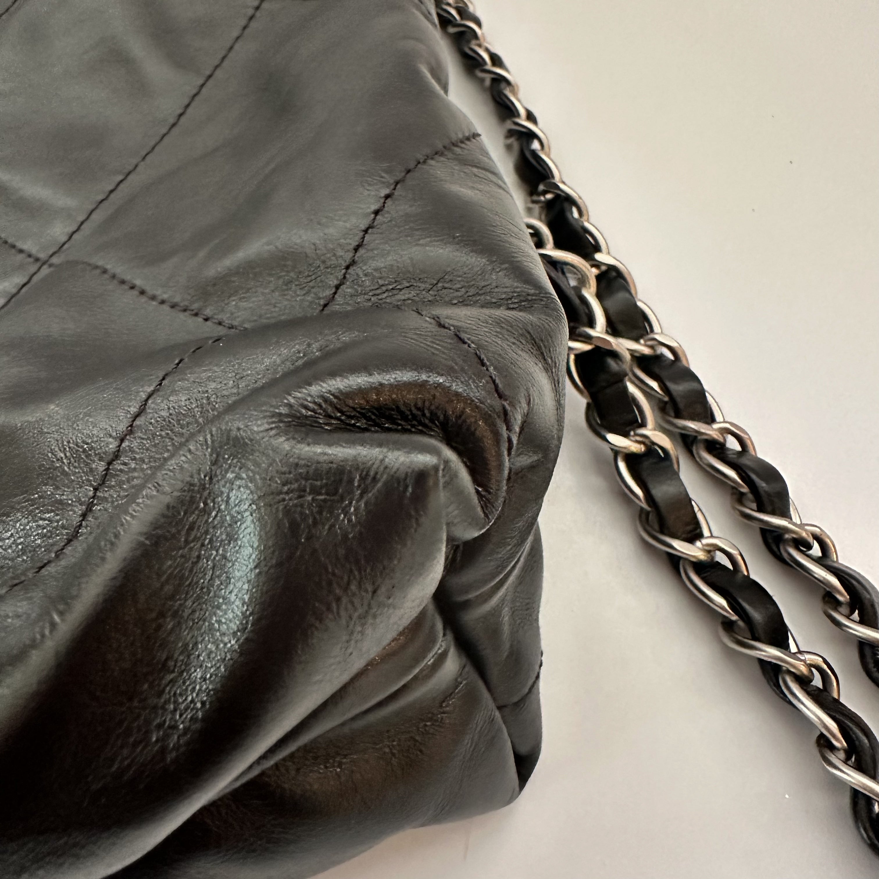 Chanel Shiny Calfskin Quilted Chanel 22 Backpack in Black