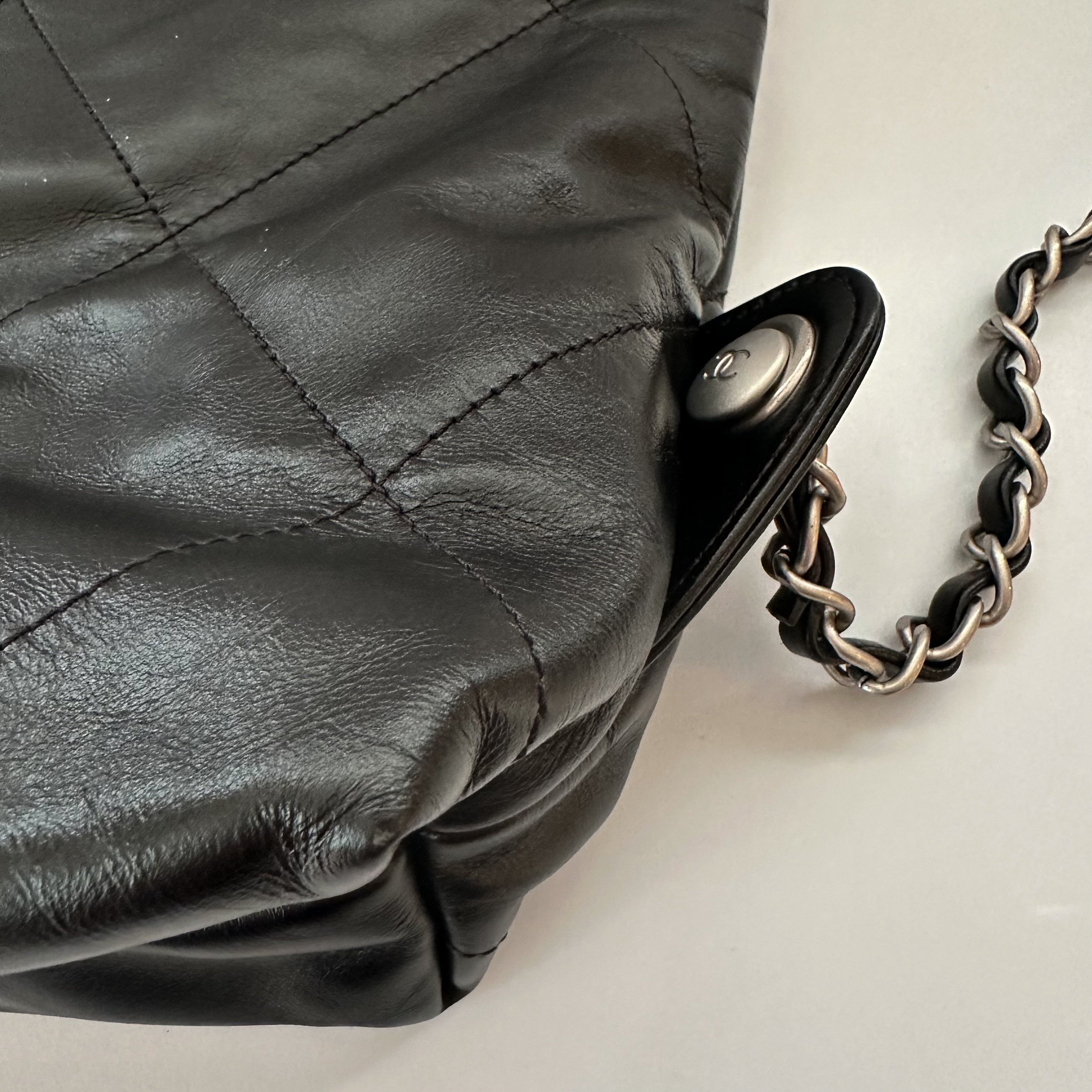 Chanel Shiny Calfskin Quilted Chanel 22 Backpack in Black