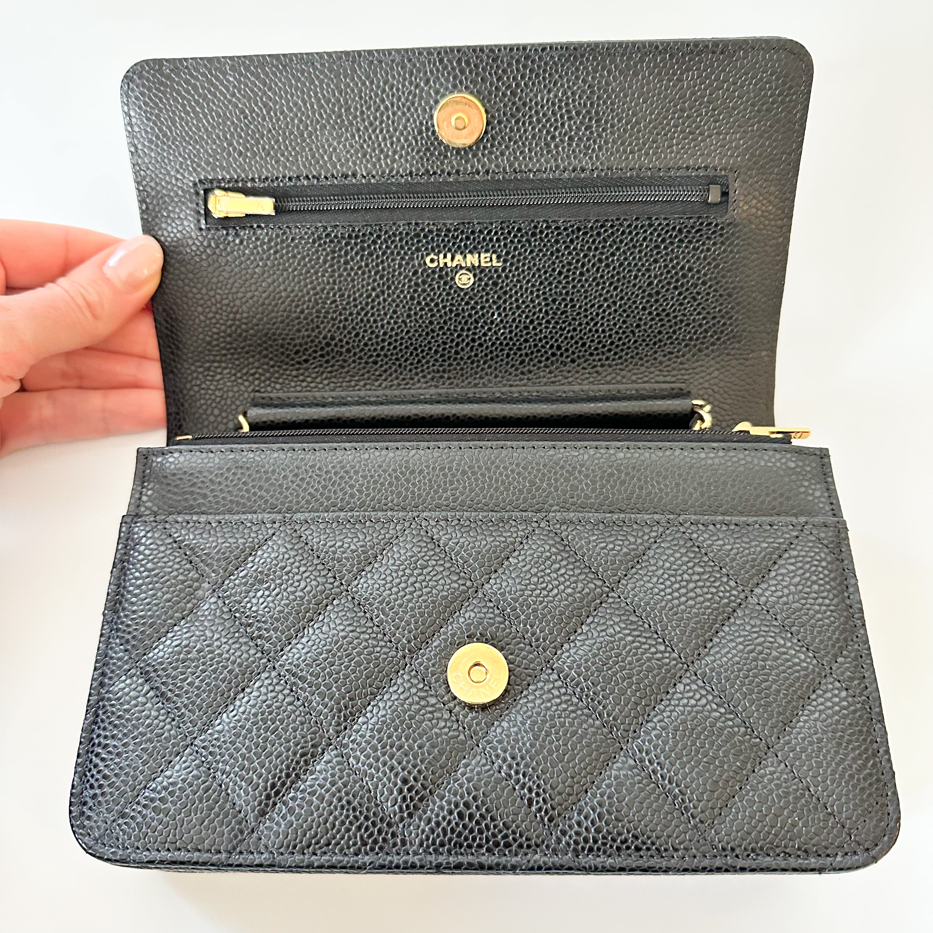 Chanel Caviar Quilted Wallet On Chain WOC Black