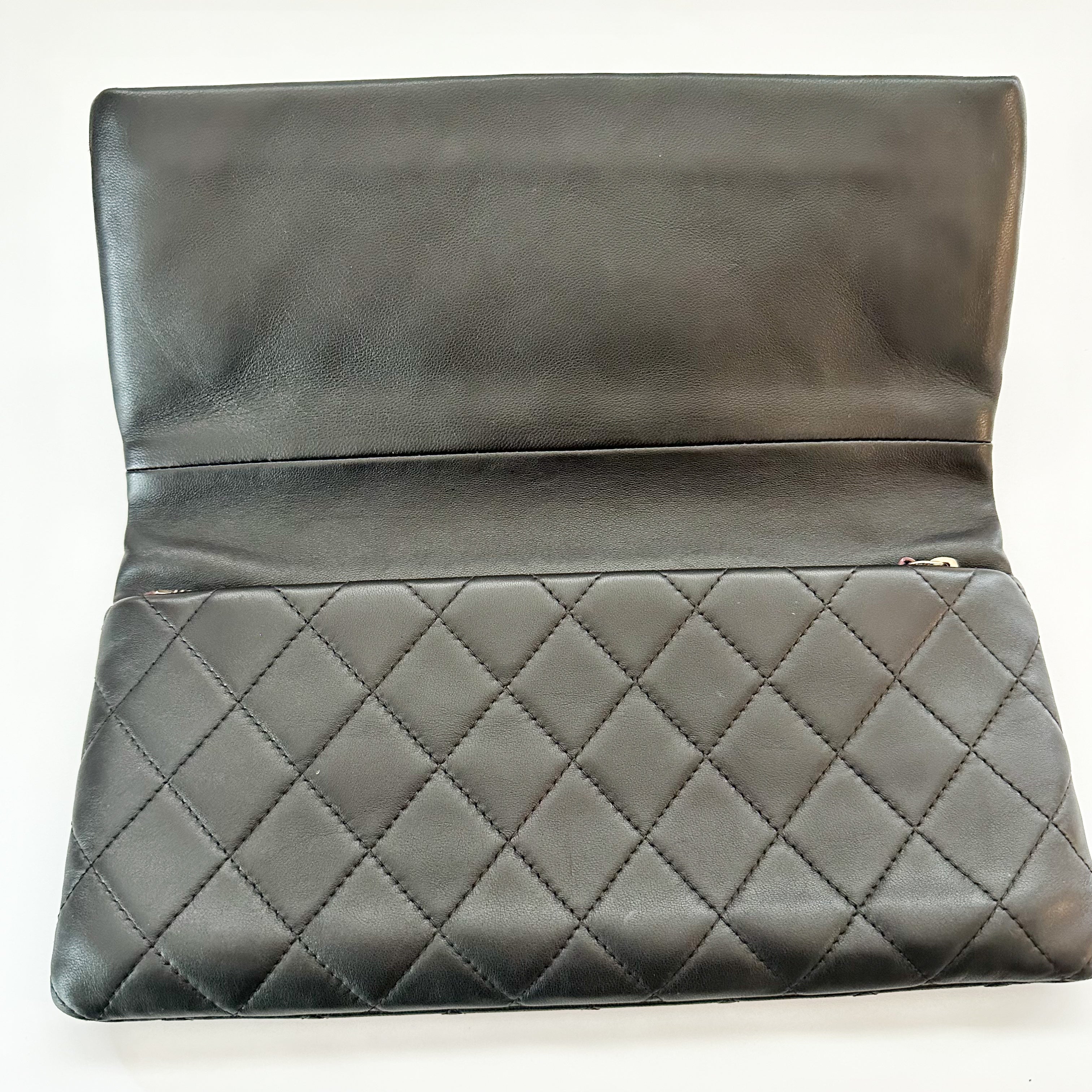 Chanel Lambskin Quilted CC Beauty Clutch Black