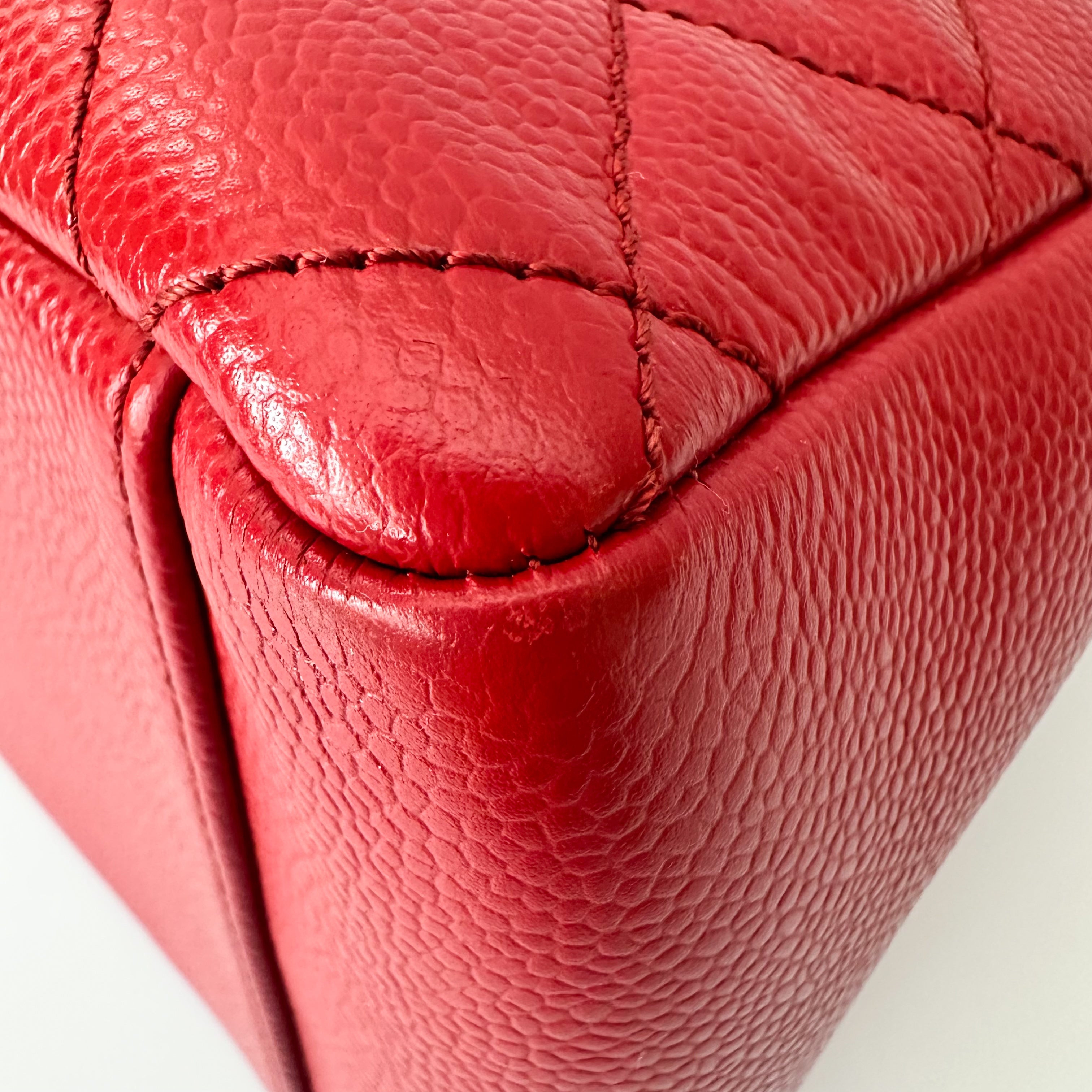 Chanel Caviar Quilted Grand Shopping Tote GST Red