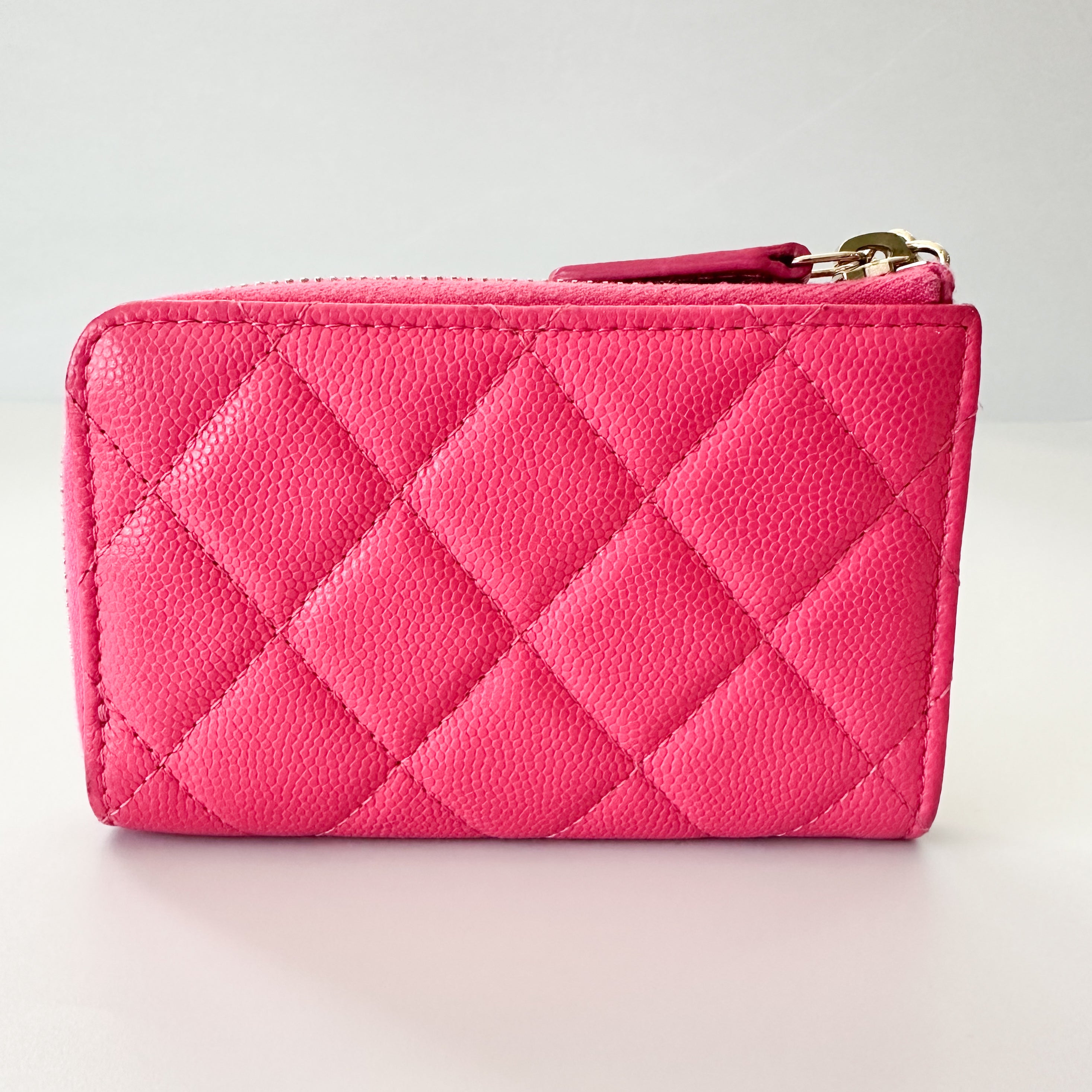 Chanel Caviar Quilted Zipped Key Holder Case Pink