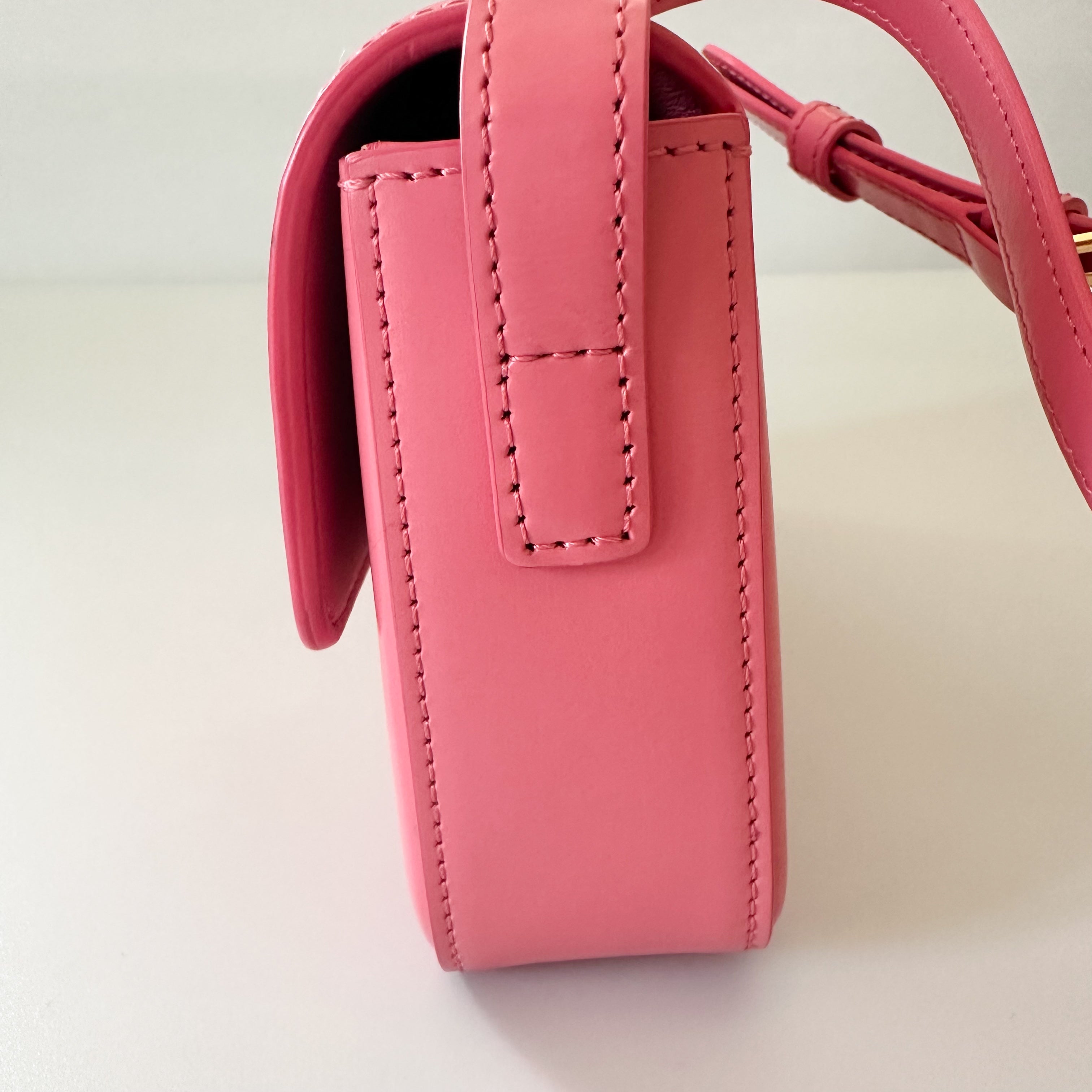 Celine Shiny Calfskin Triomphe Flamingo