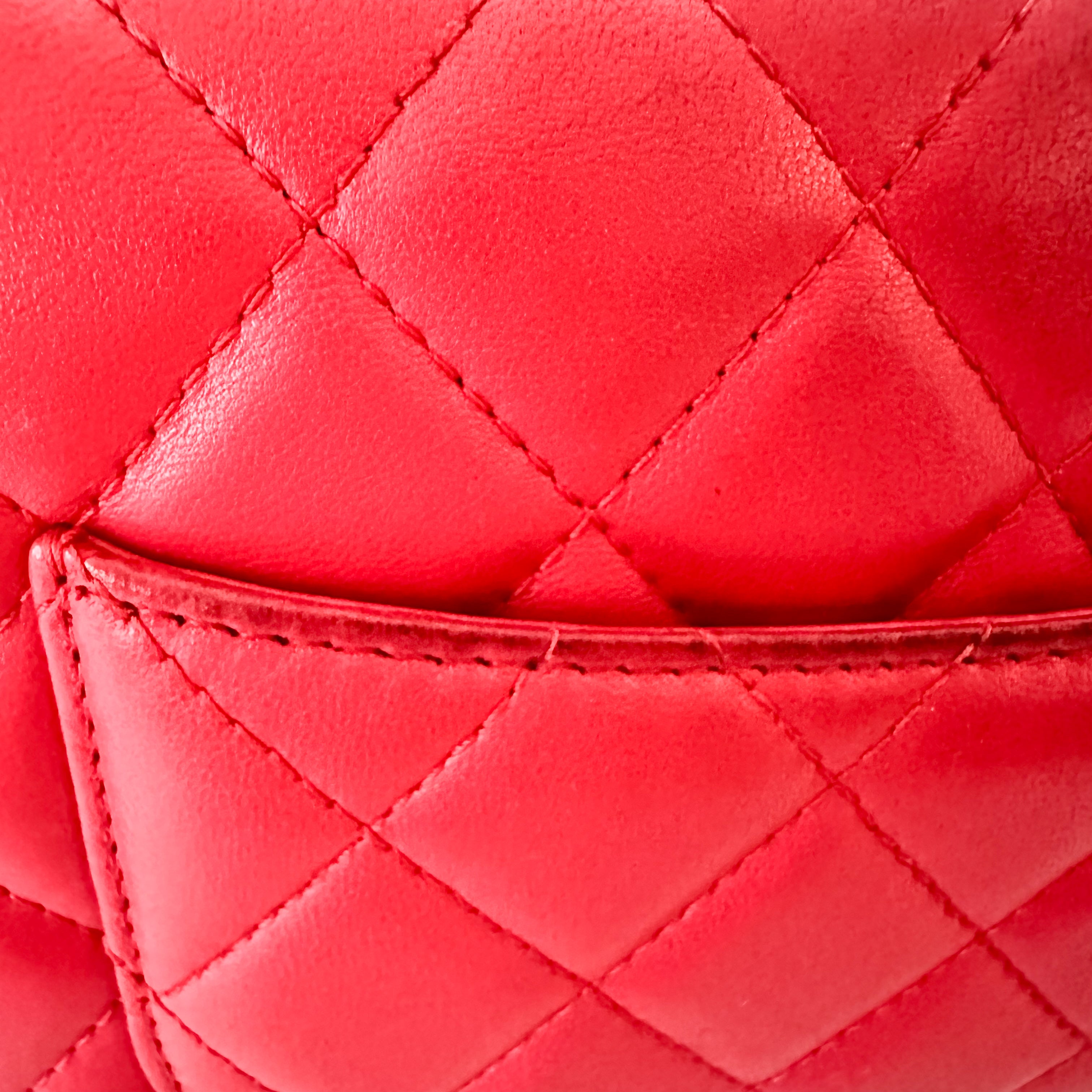 Chanel Lambskin Quilted Wallet On Chain WOC Dark Pink