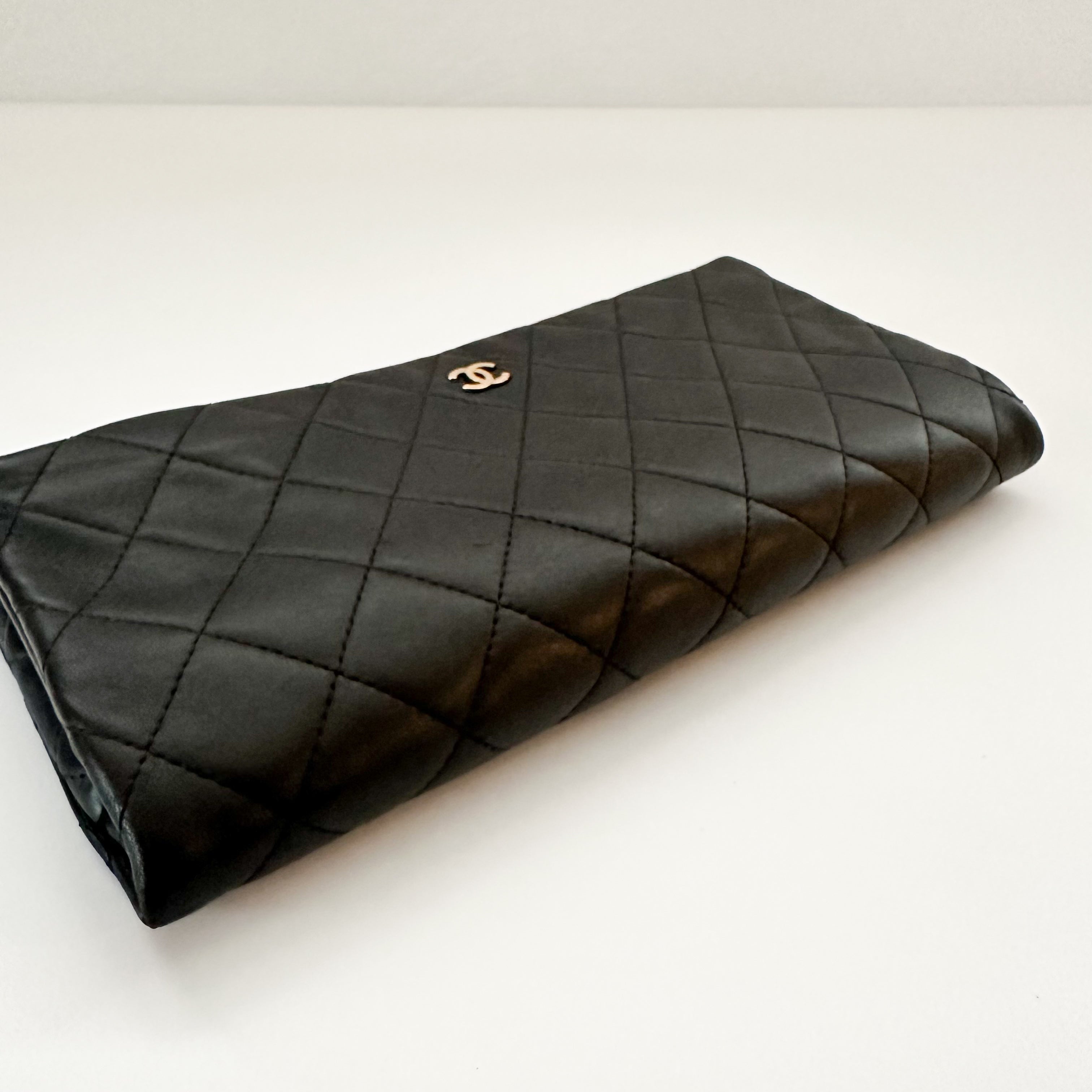 Chanel Lambskin Quilted CC Beauty Clutch Black