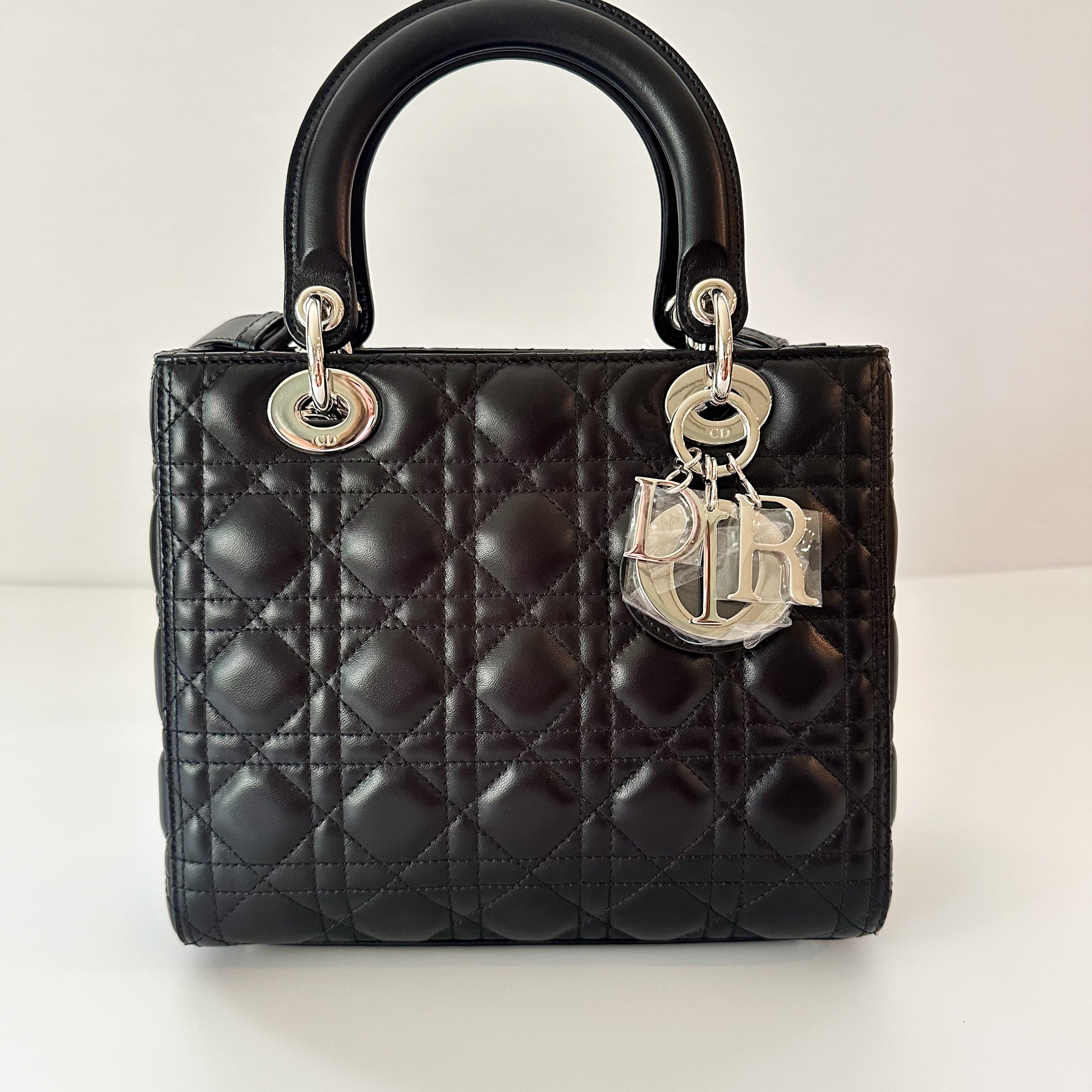 Christian Dior Lambskin Cannage Medium Lady Dior Black