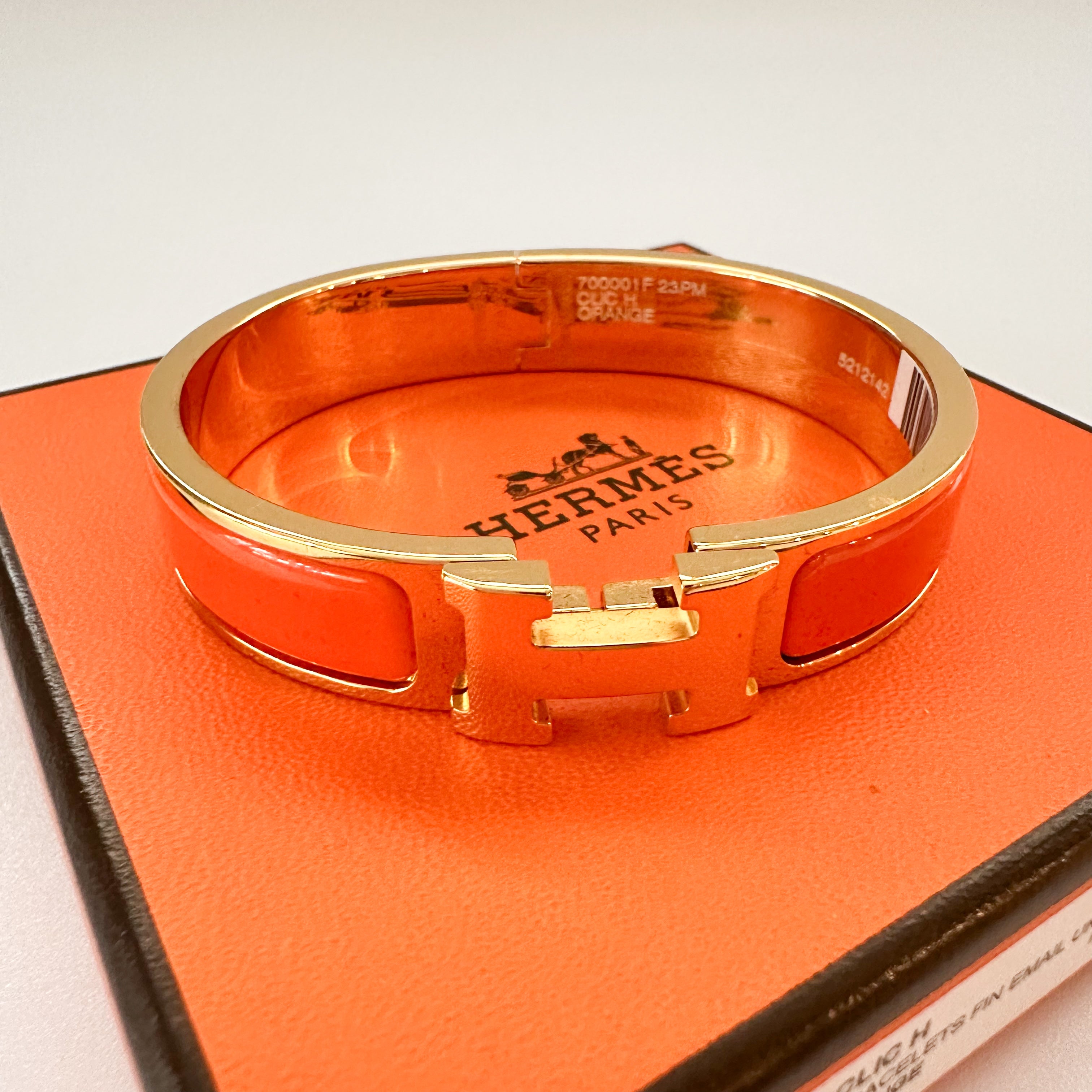 Hermes Enamel Narrow Clic Clac H Bracelet PM Orange