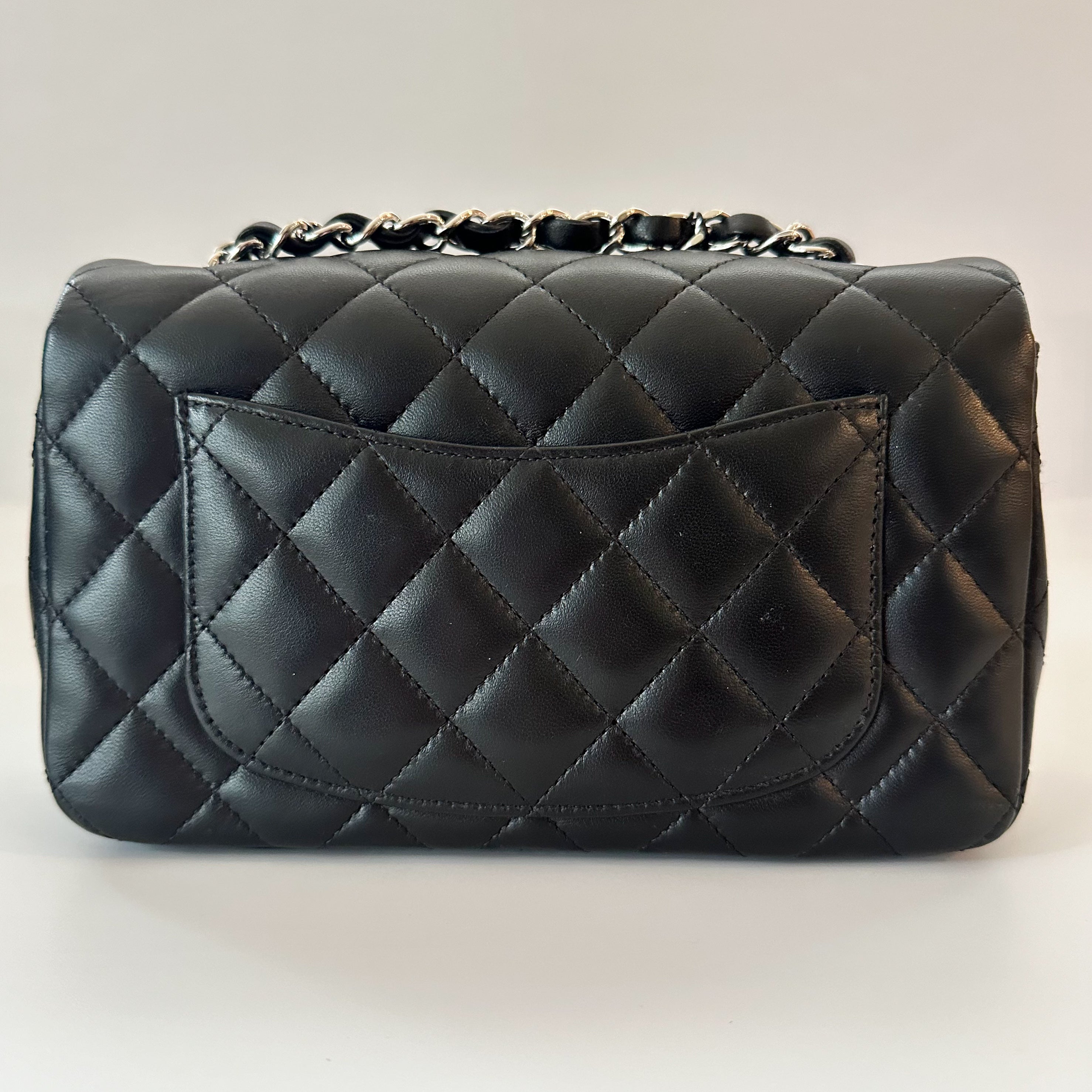 Chanel Lambskin Quilted Mini Rectangular Flap Black