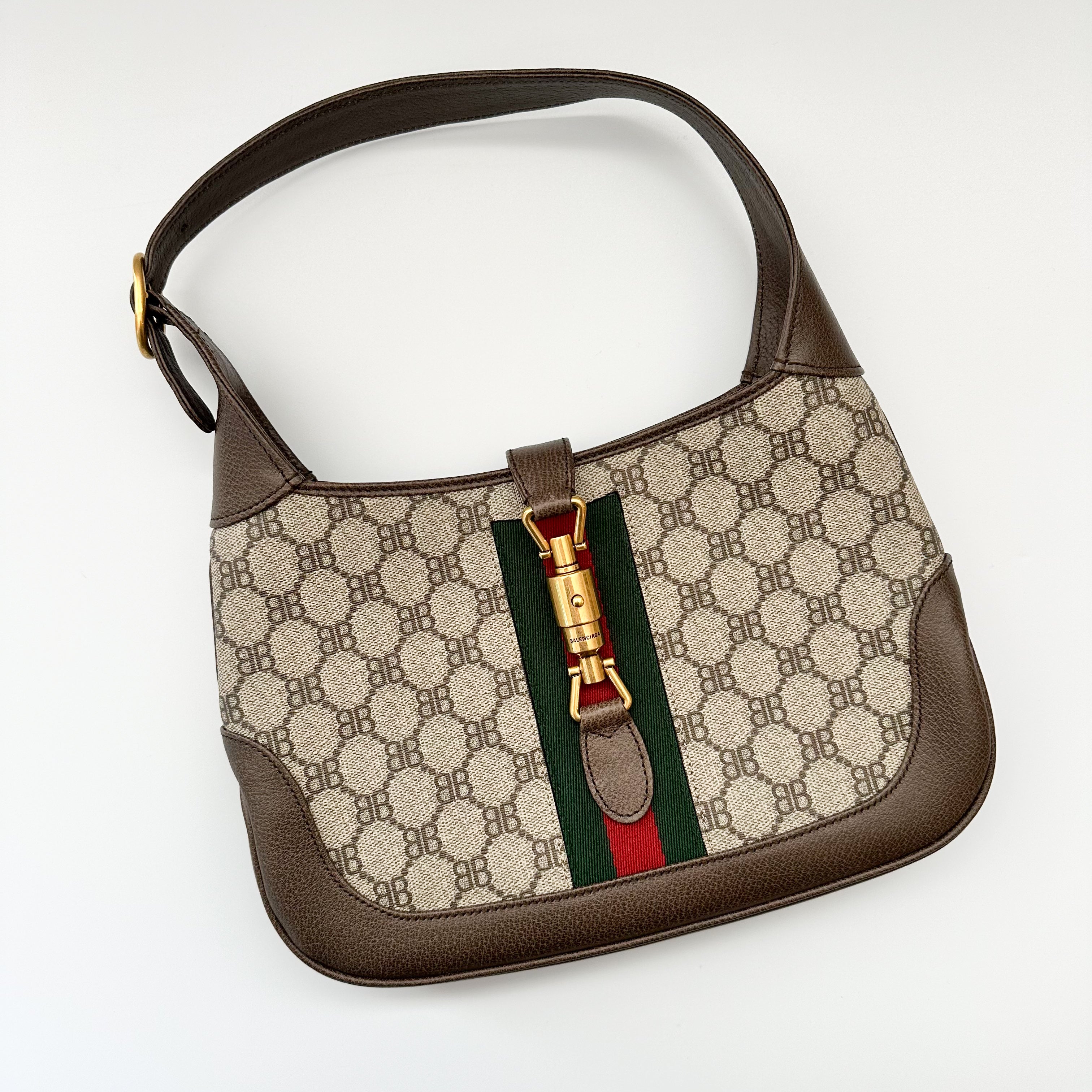 Gucci X Balenciaga BB Supreme Monogram Calfskin Web Small Jackie 1961