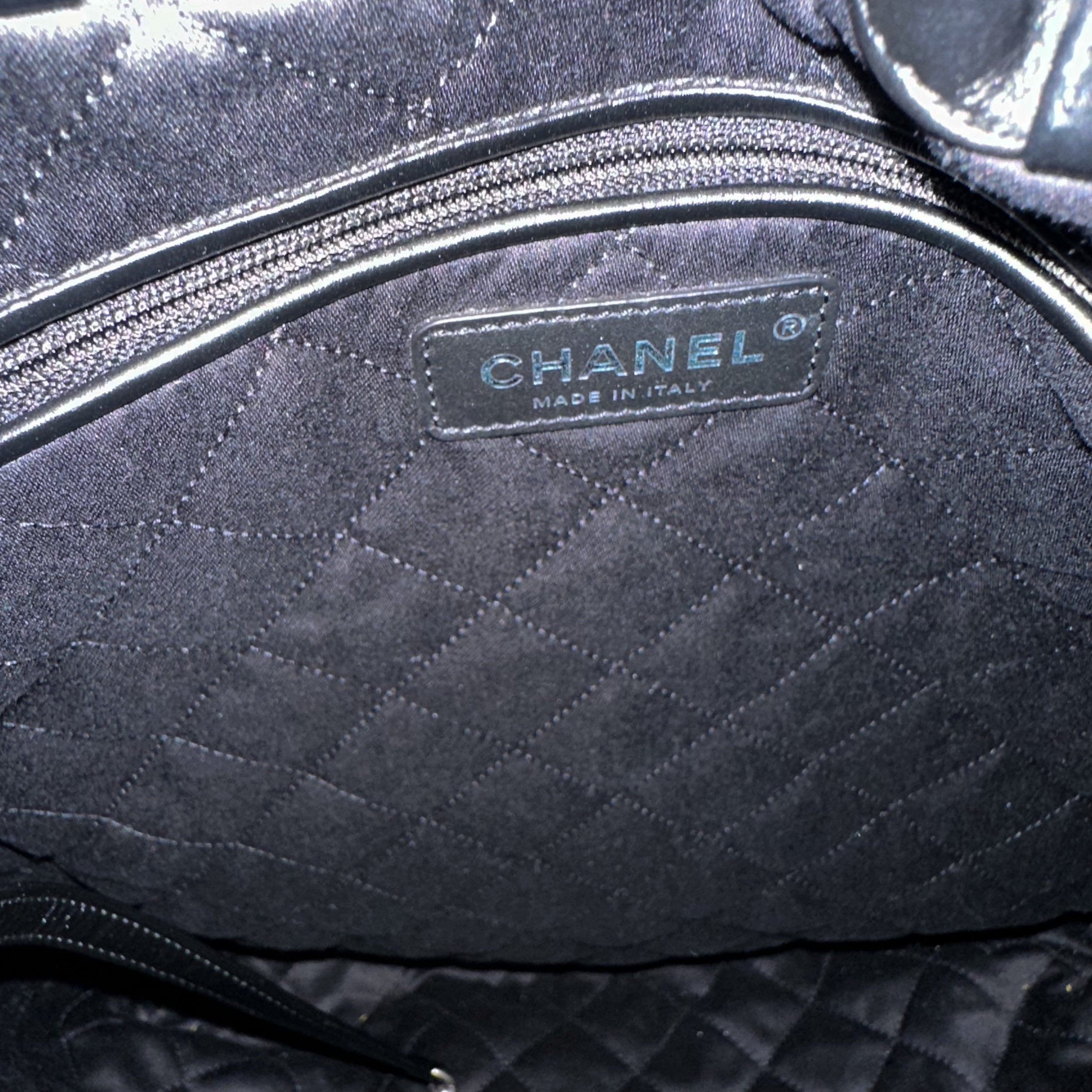 Chanel Shiny Calfskin Quilted Chanel 22 Backpack in Black