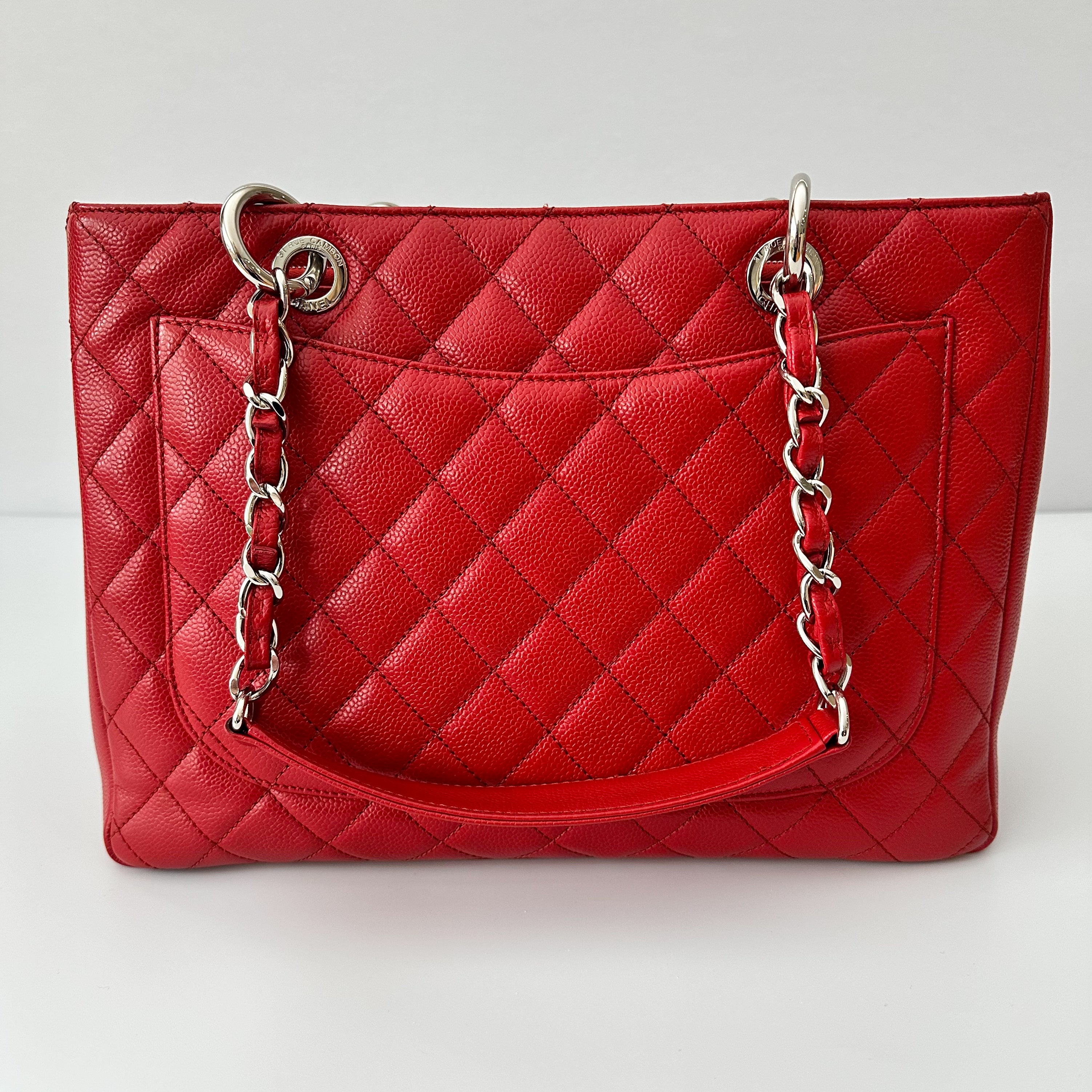 Chanel Caviar Quilted Grand Shopping Tote GST Red