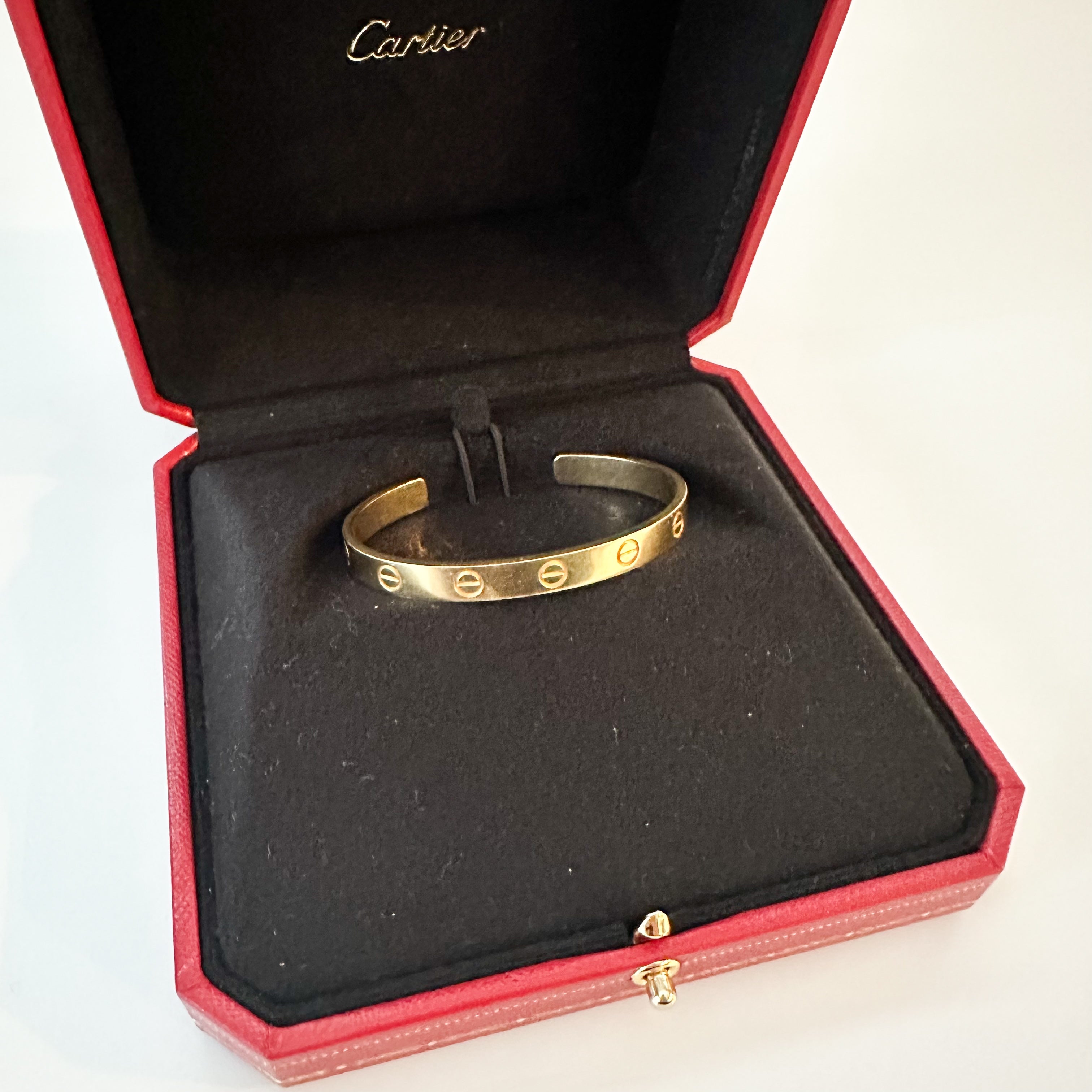 Cartier 18K Gold LOVE Cuff Bracelet Sz 16