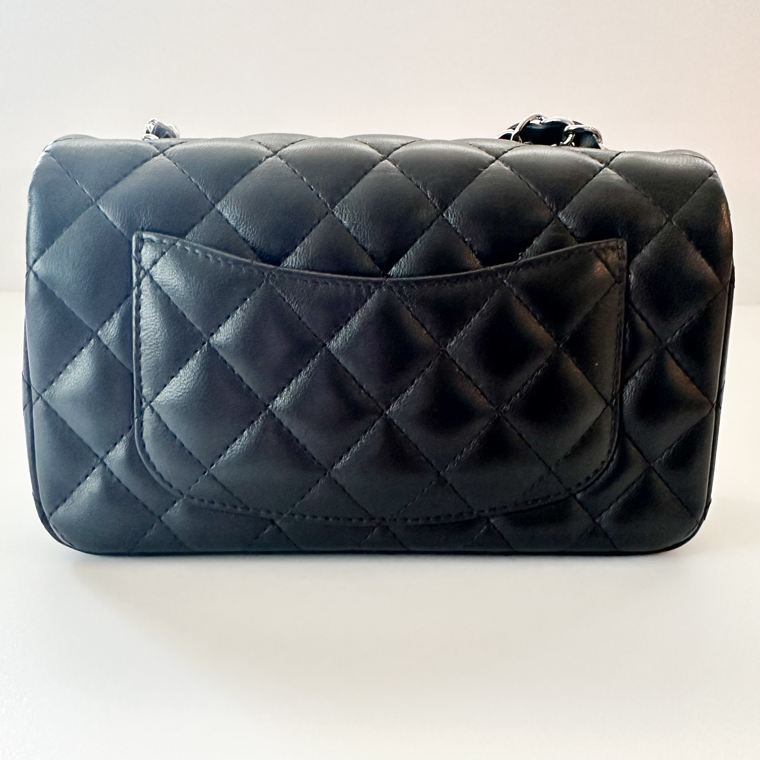 Chanel Lambskin Quilted Mini Rectangular Flap in Black