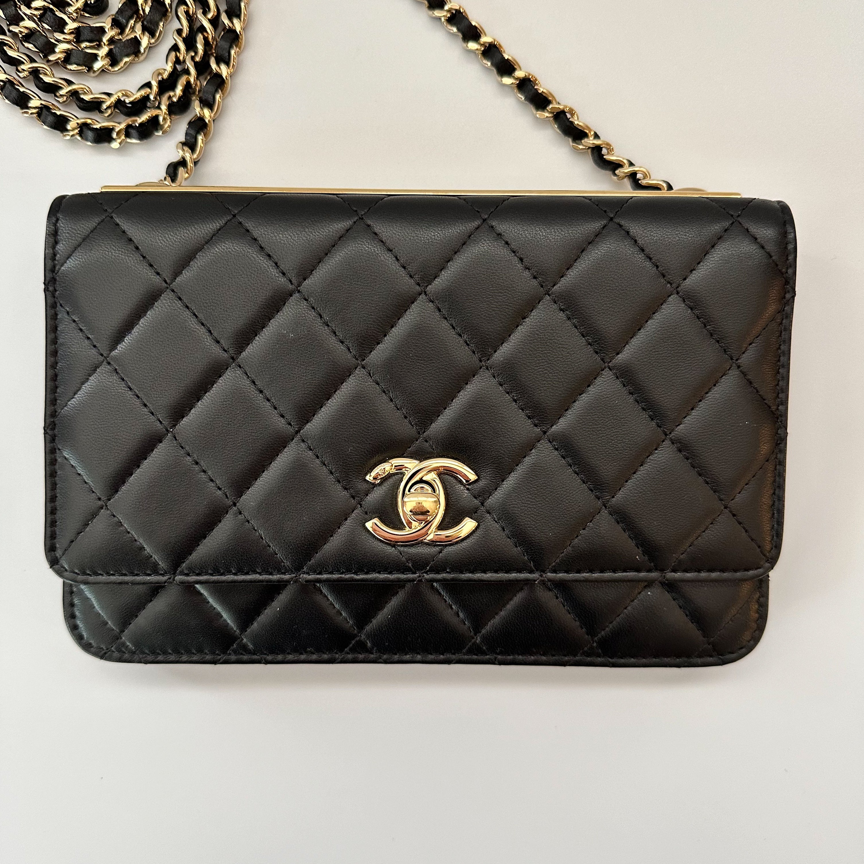 Chanel Lambskin Quilted Trendy CC Wallet on Chain WOC Black