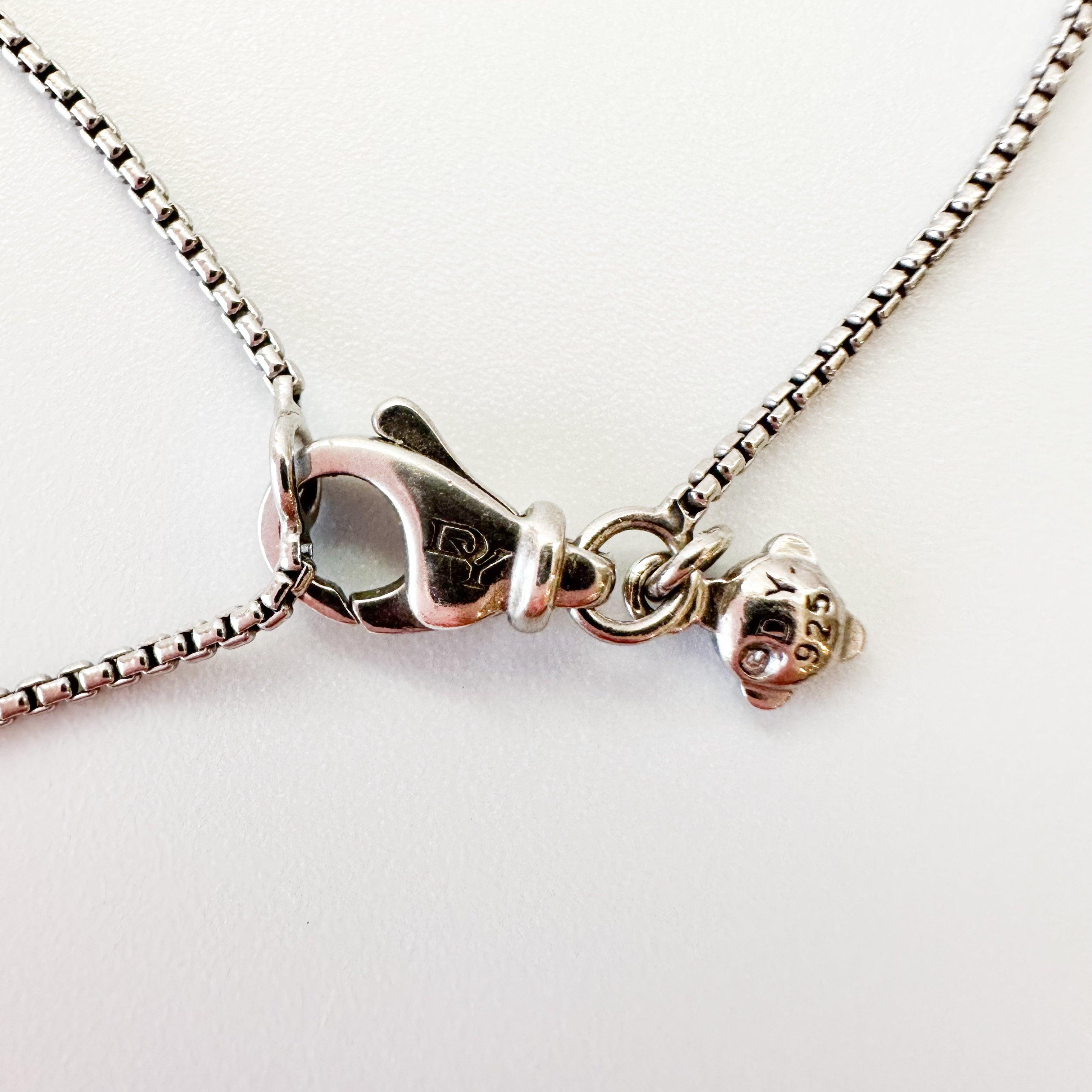 David Yurman Sterling Silver Diamond 13 mm Infinity Pendant Necklace - Hiloresale