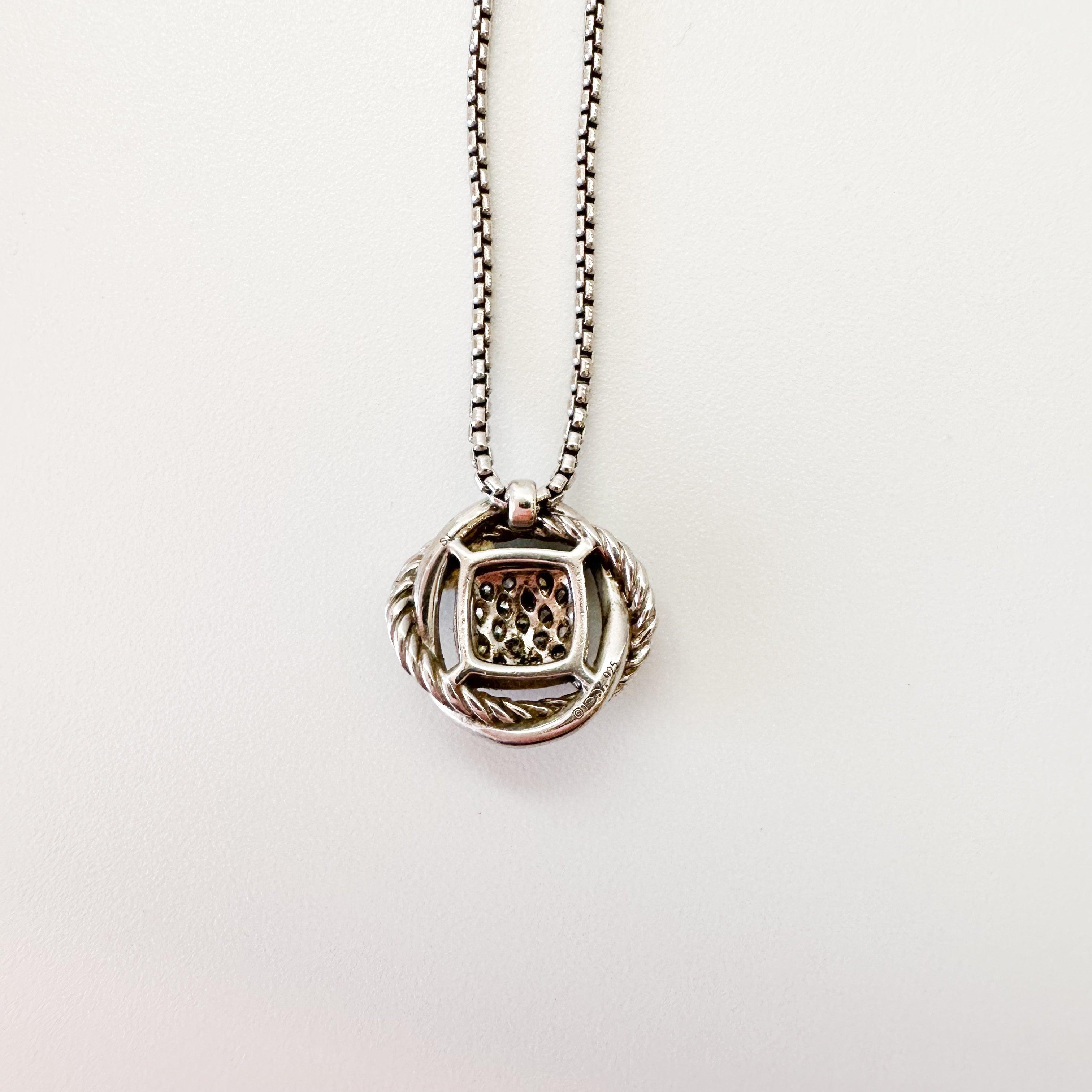 David Yurman Sterling Silver Diamond 13 mm Infinity Pendant Necklace - Hiloresale
